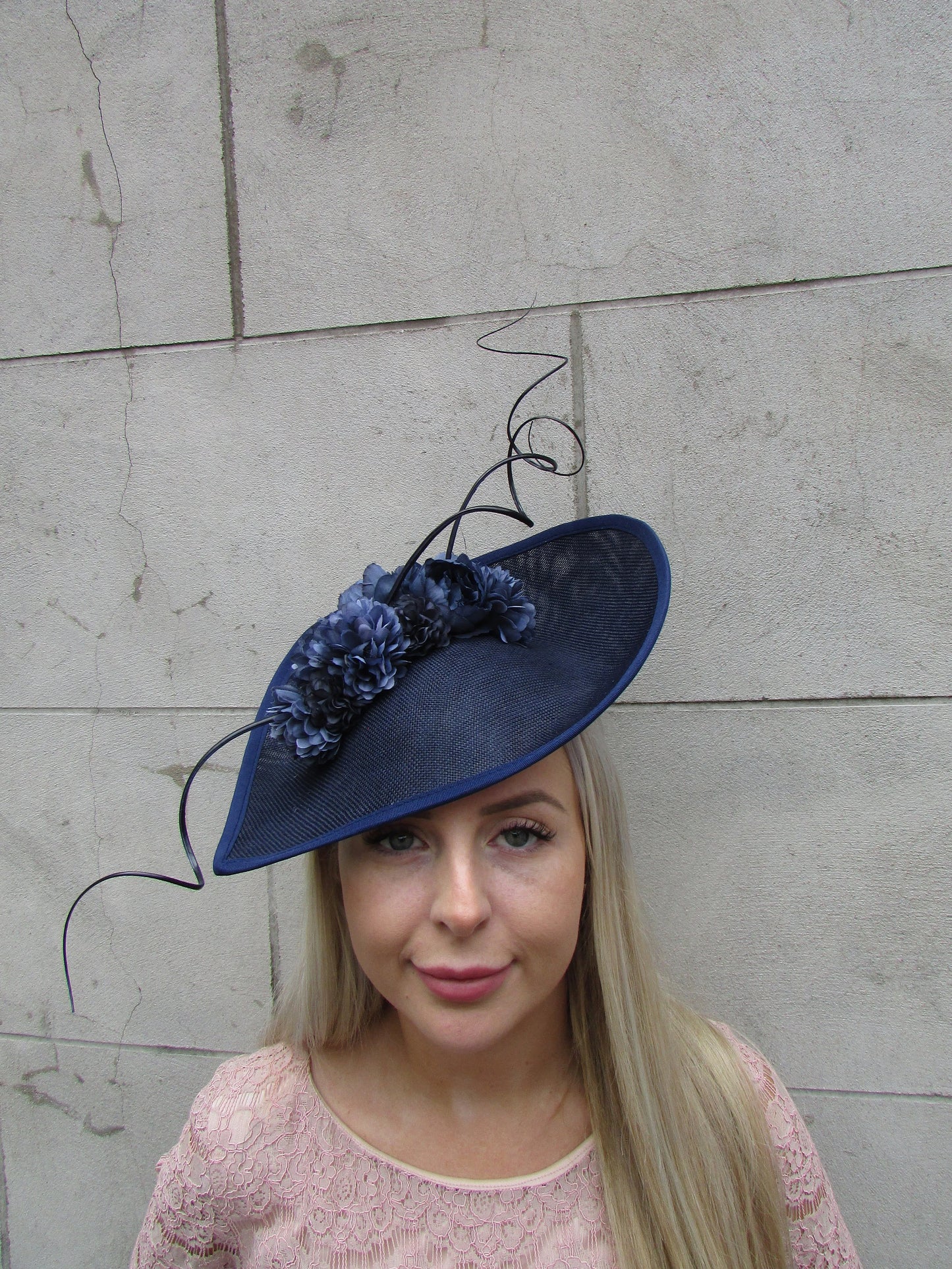Large Navy Blue Floral Teardrop Hatinator