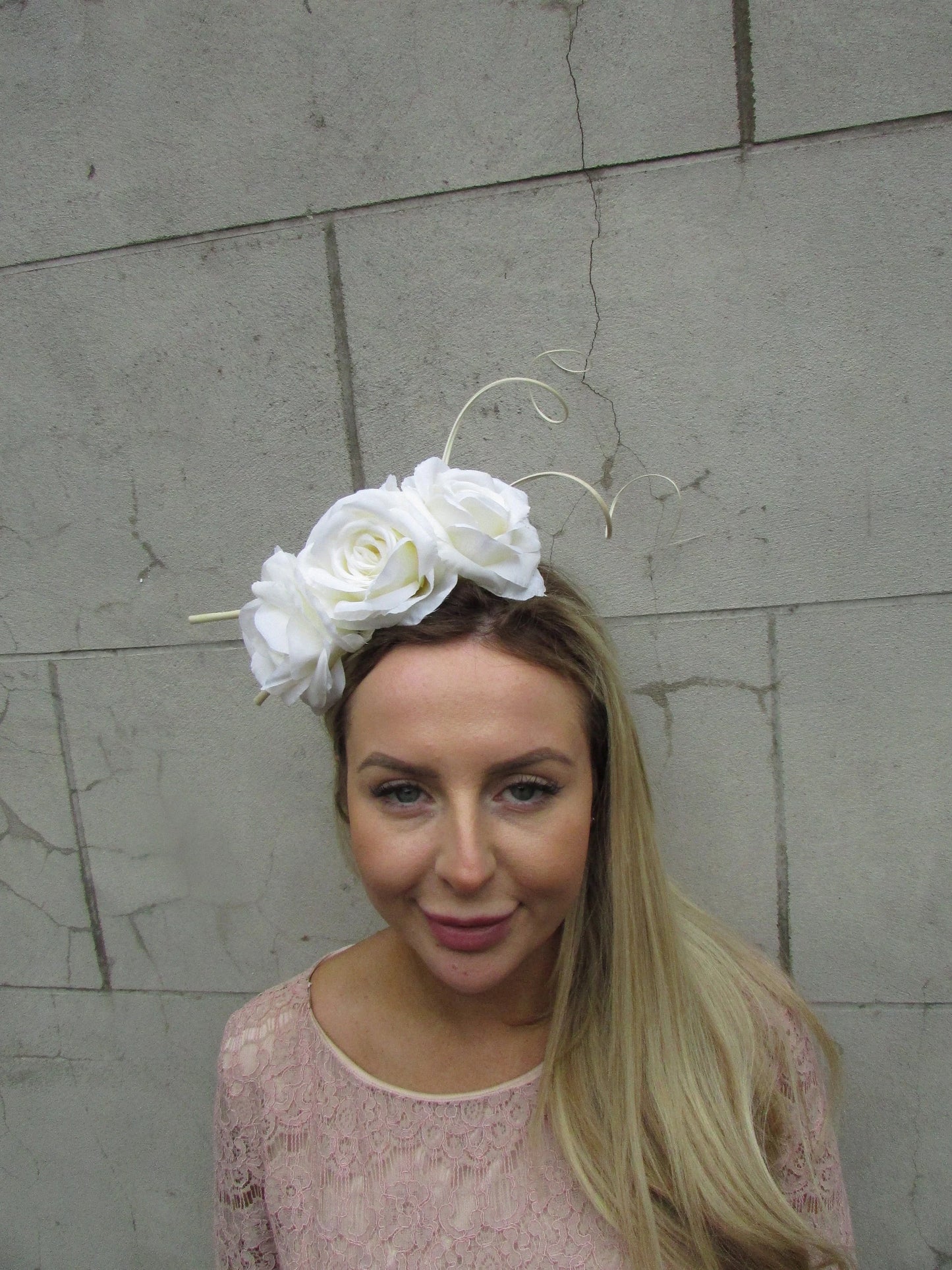Cream Rose Flower Fascinator Headband