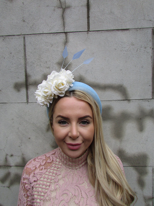 Light Blue & Cream Flower Fascinator