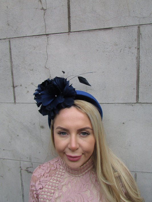 Navy Blue Feather Headband