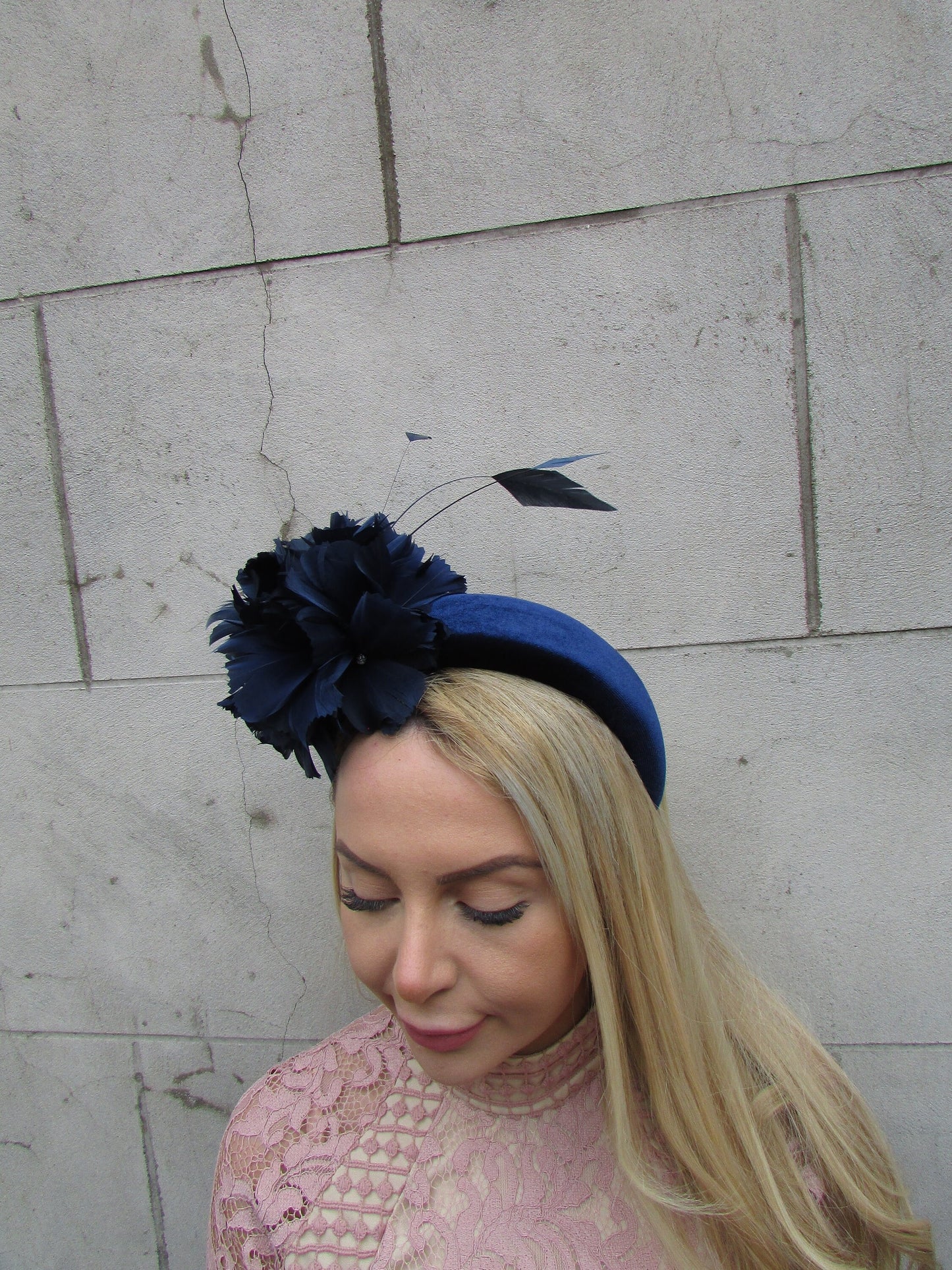 Navy Blue Feather Headband
