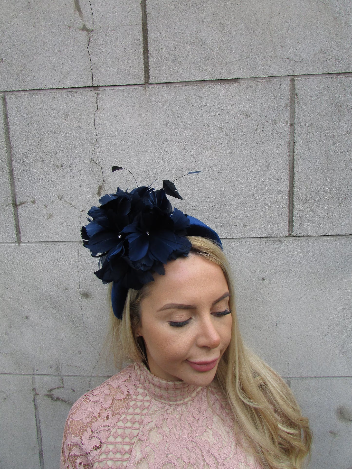 Navy Blue Feather Headband