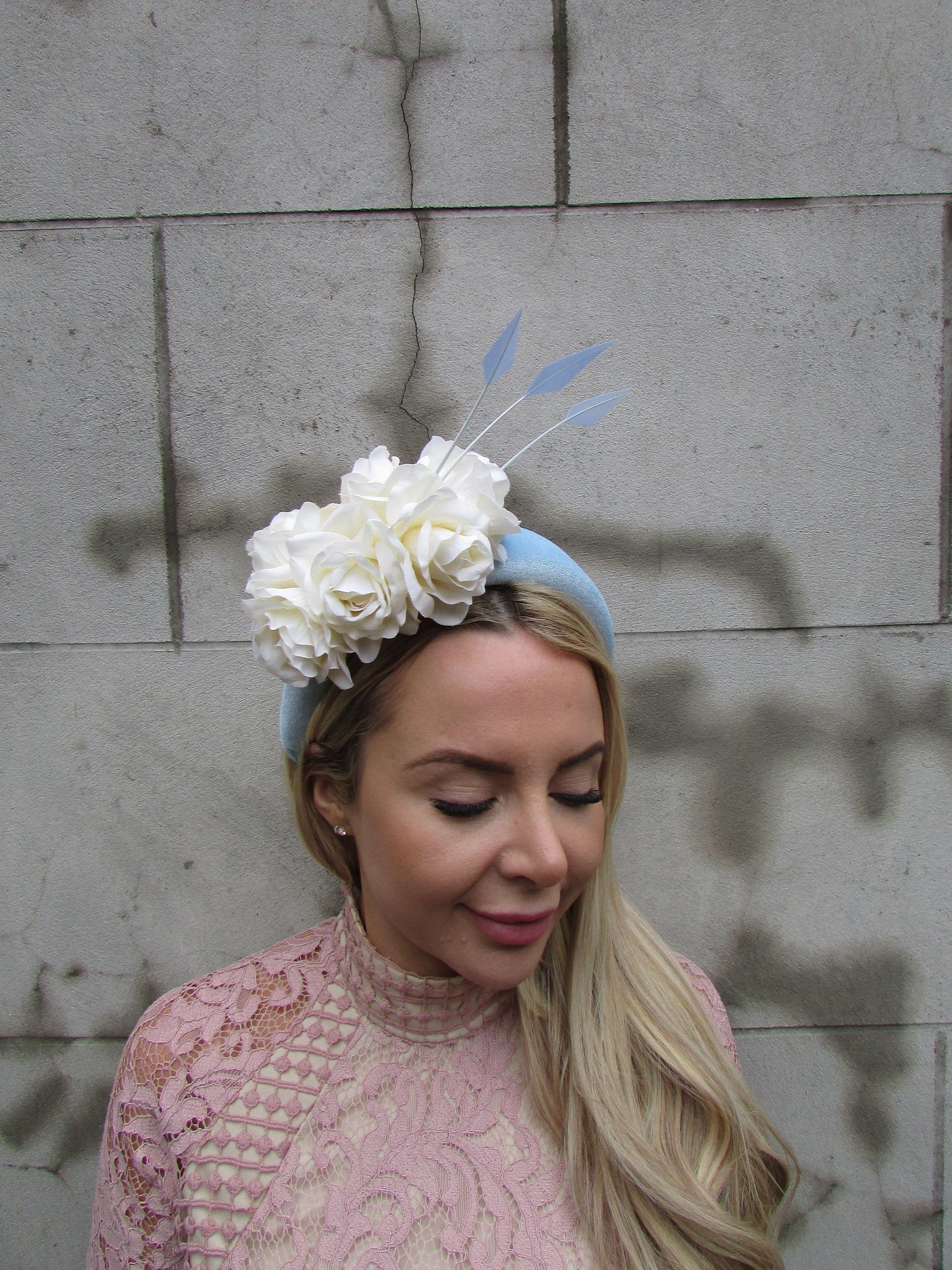 Light Blue & Cream Flower Fascinator