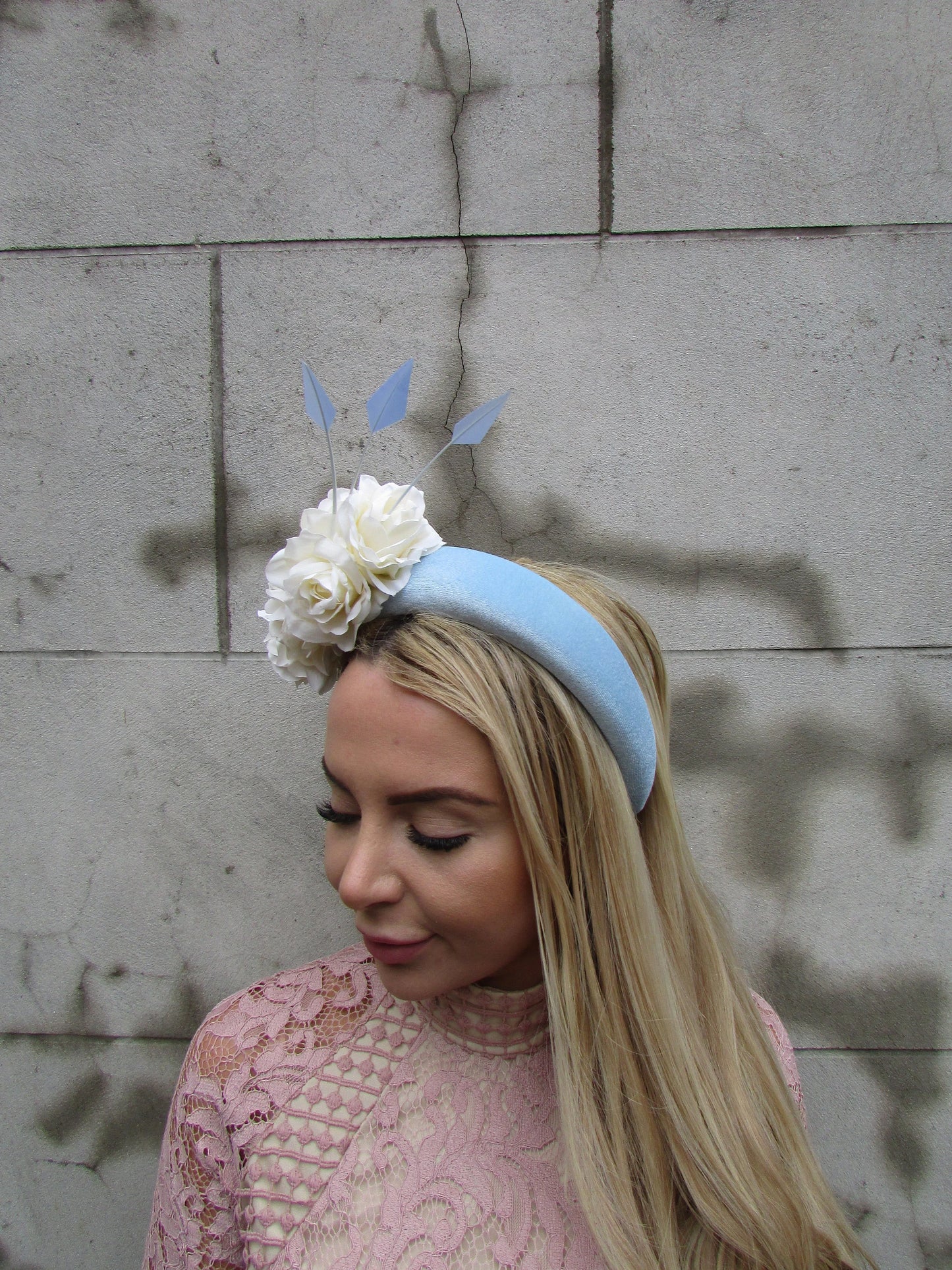 Light Blue & Cream Flower Fascinator