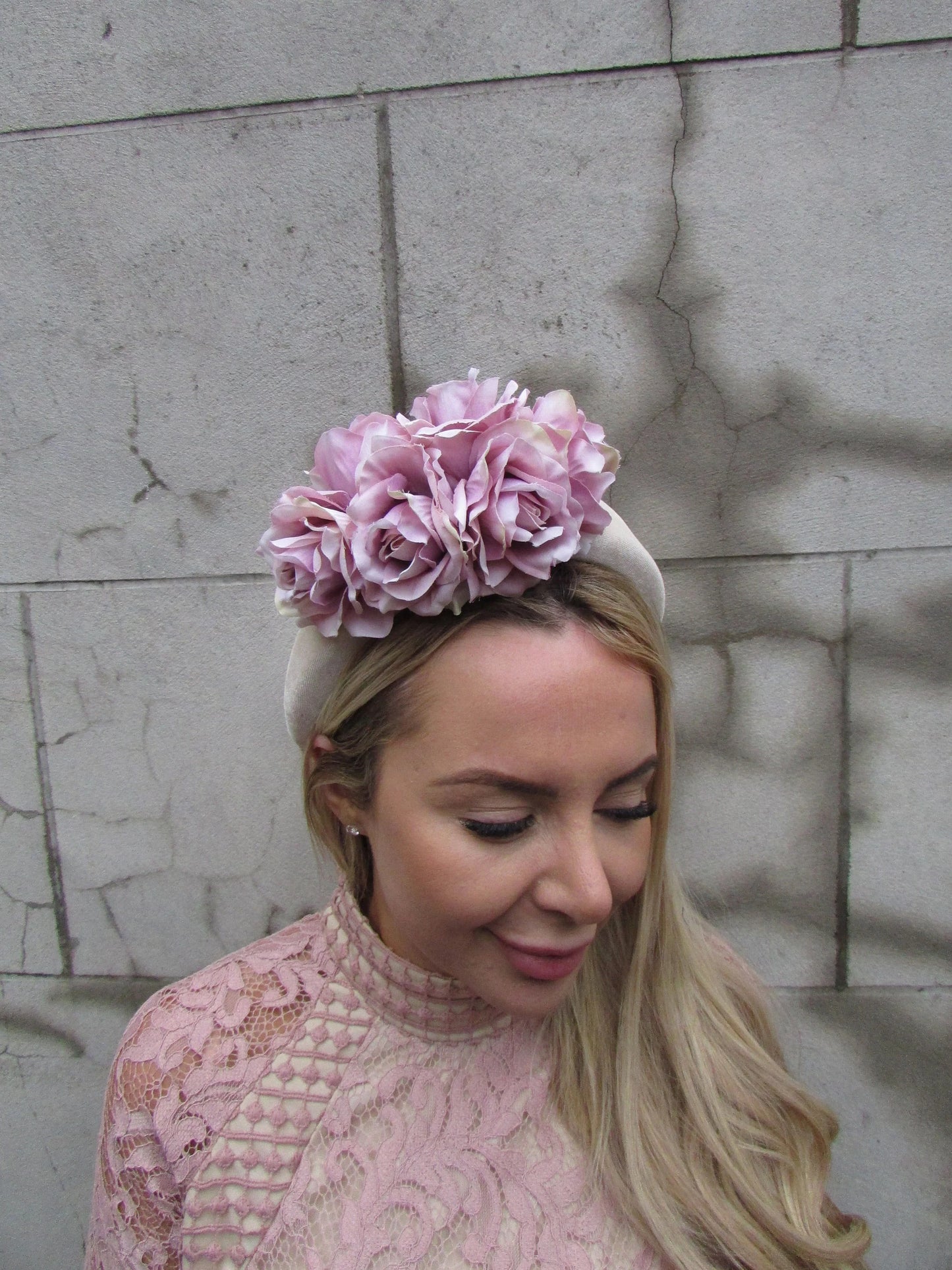 Mauve & Cream Flower Headpiece