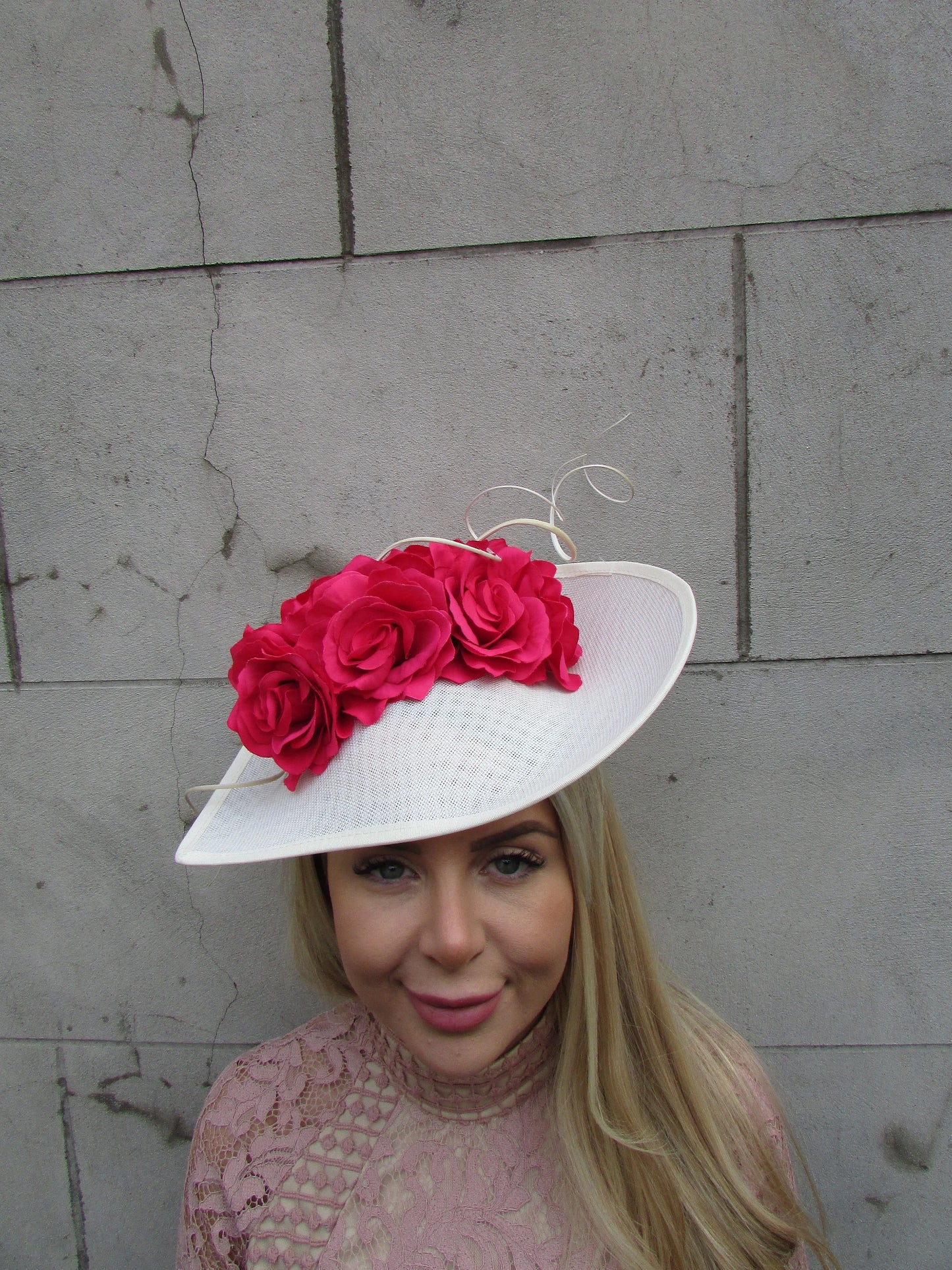 Fuchsia Pink & Cream Floral Hatinator