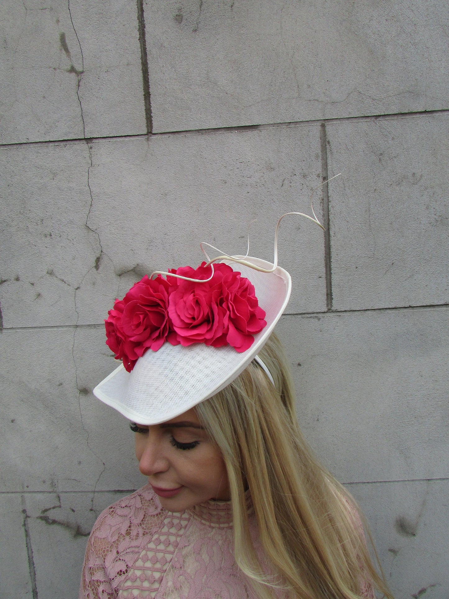 Fuchsia Pink & Cream Floral Hatinator