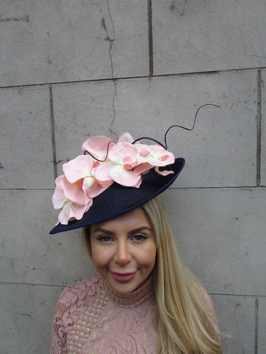 Navy Blue & Peach Pink Orchid Hatinator
