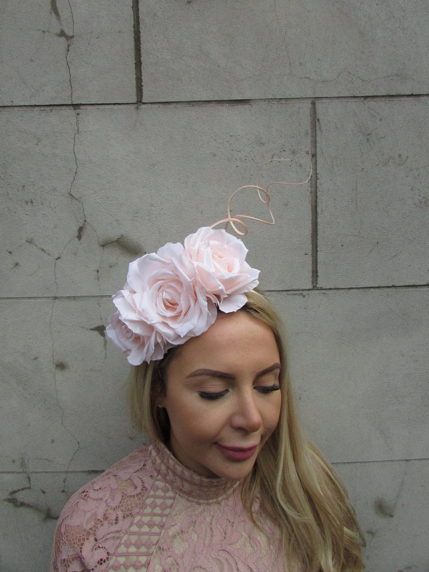 Peach Rose Fascinator Headband