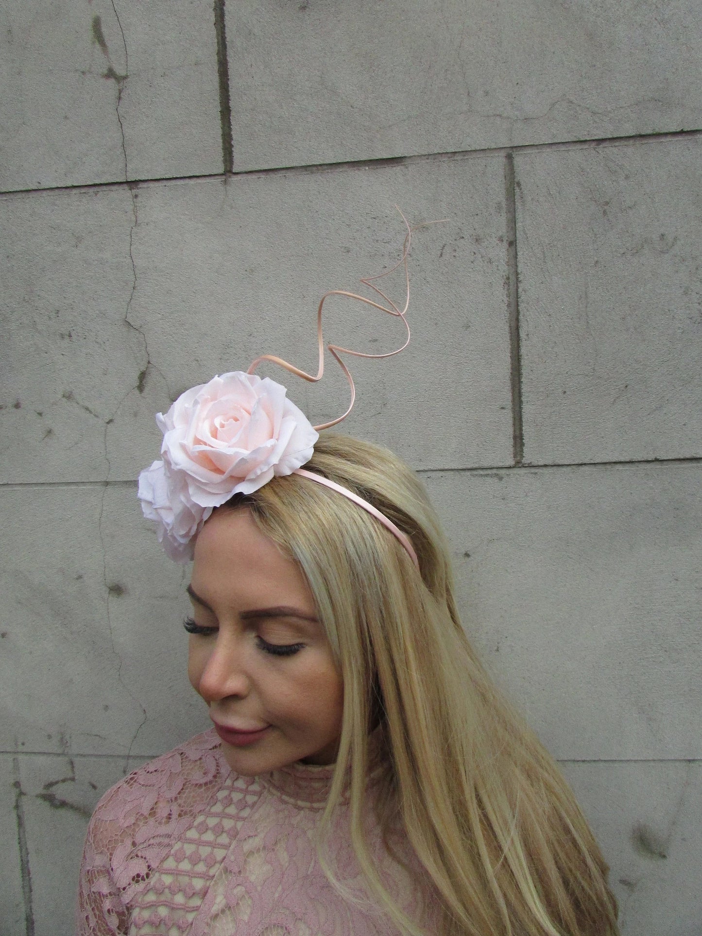 Peach Rose Fascinator Headband
