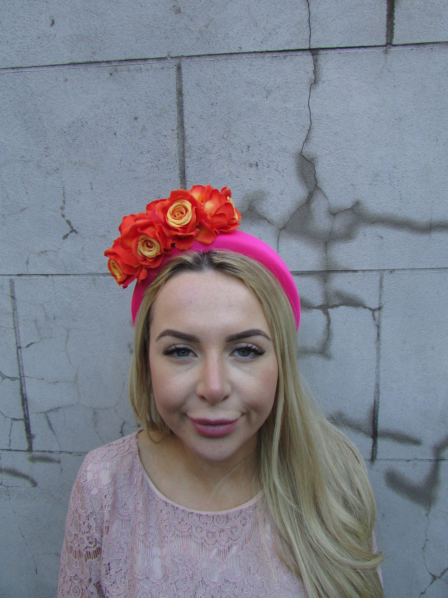Hot Pink & Orange Flower Headpiece