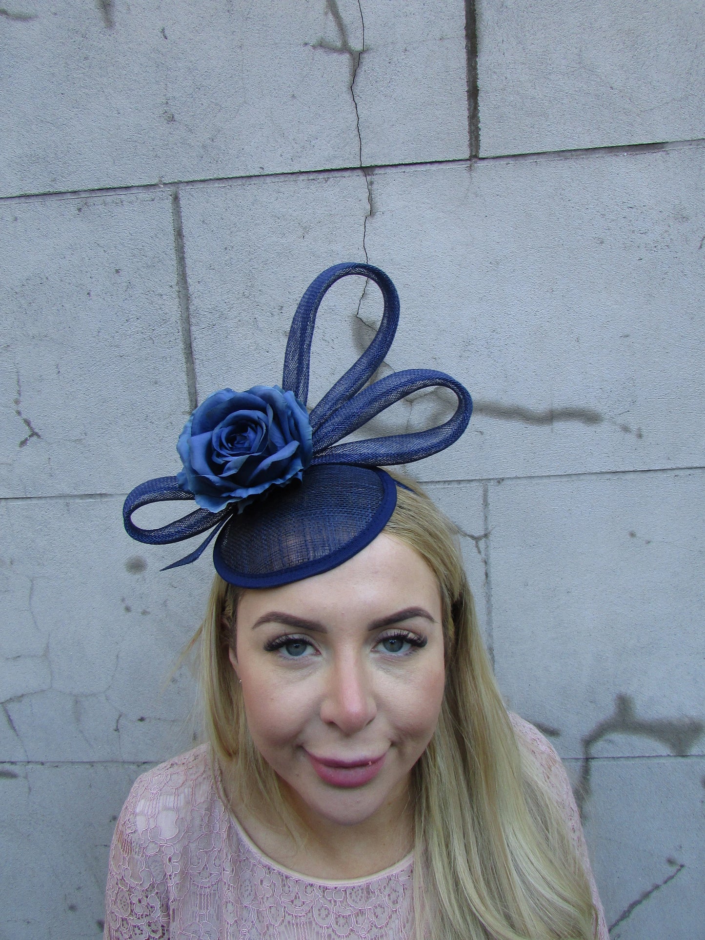 Navy Blue Rose Flower Hat Fascinator