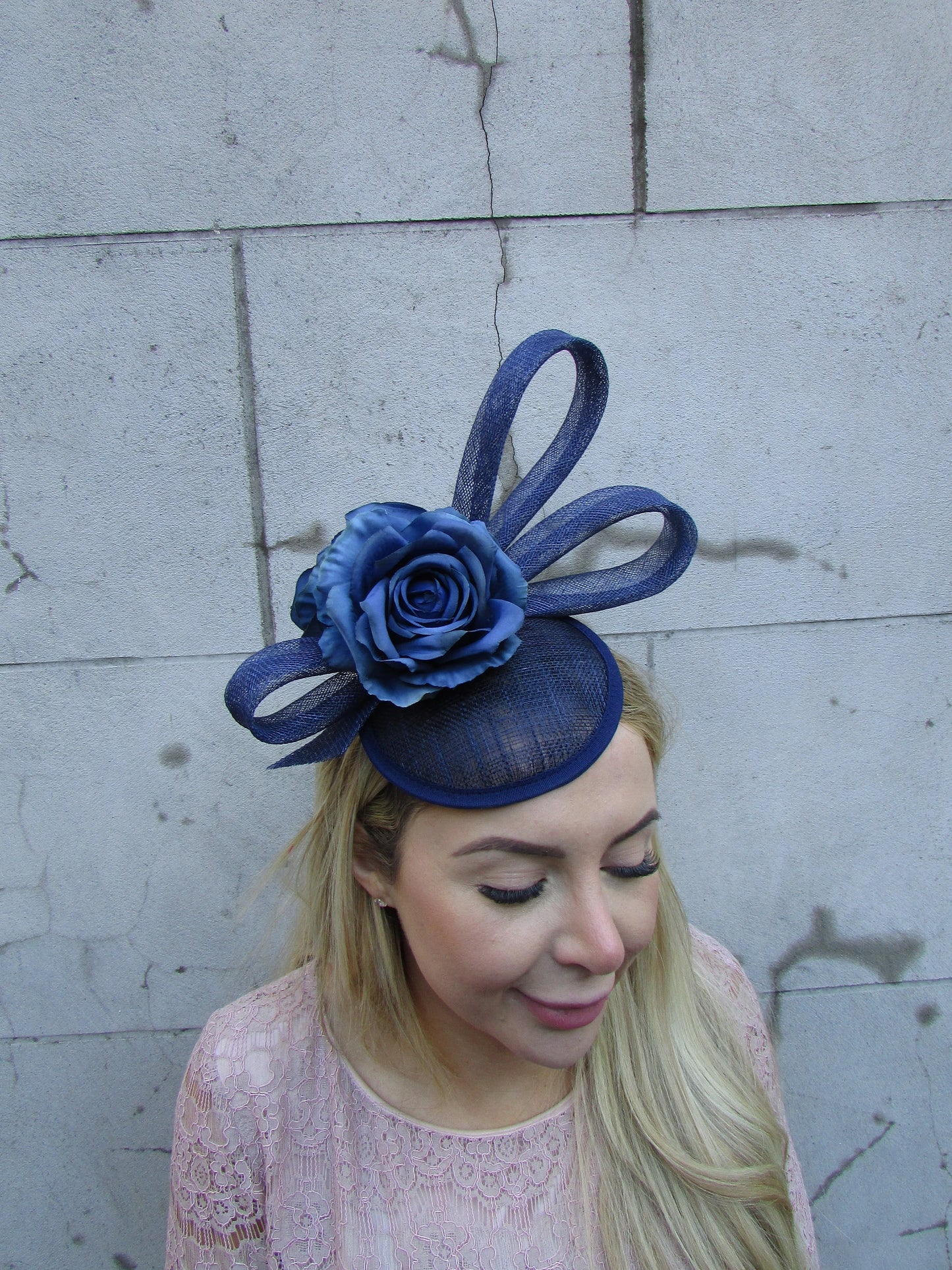 Navy Blue Rose Flower Hat Fascinator