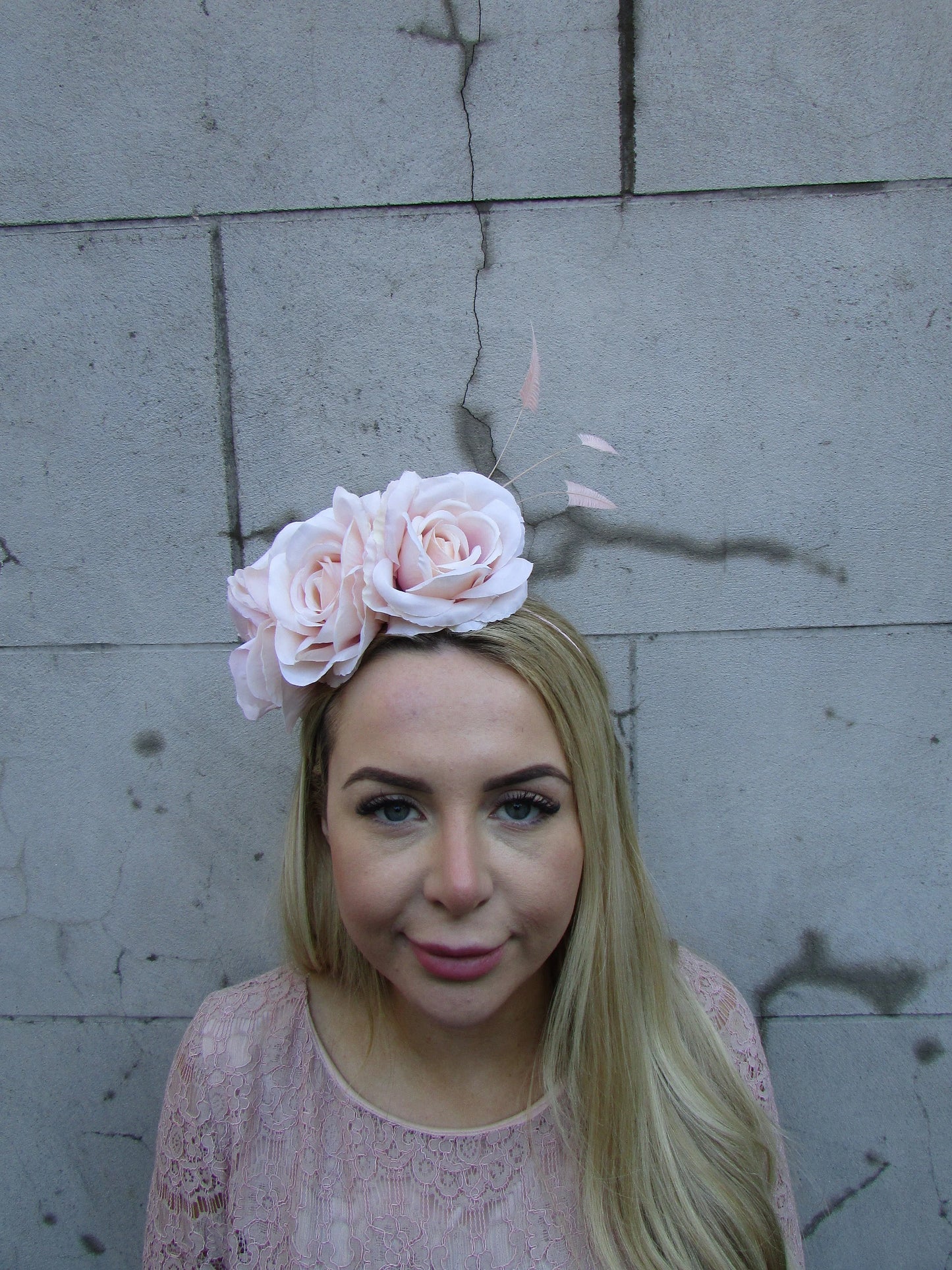Blush Peach Rose Flower Fascinator