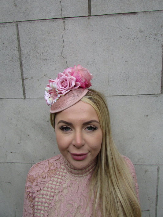 Nude Blush Pink Flower Fascinator Hat