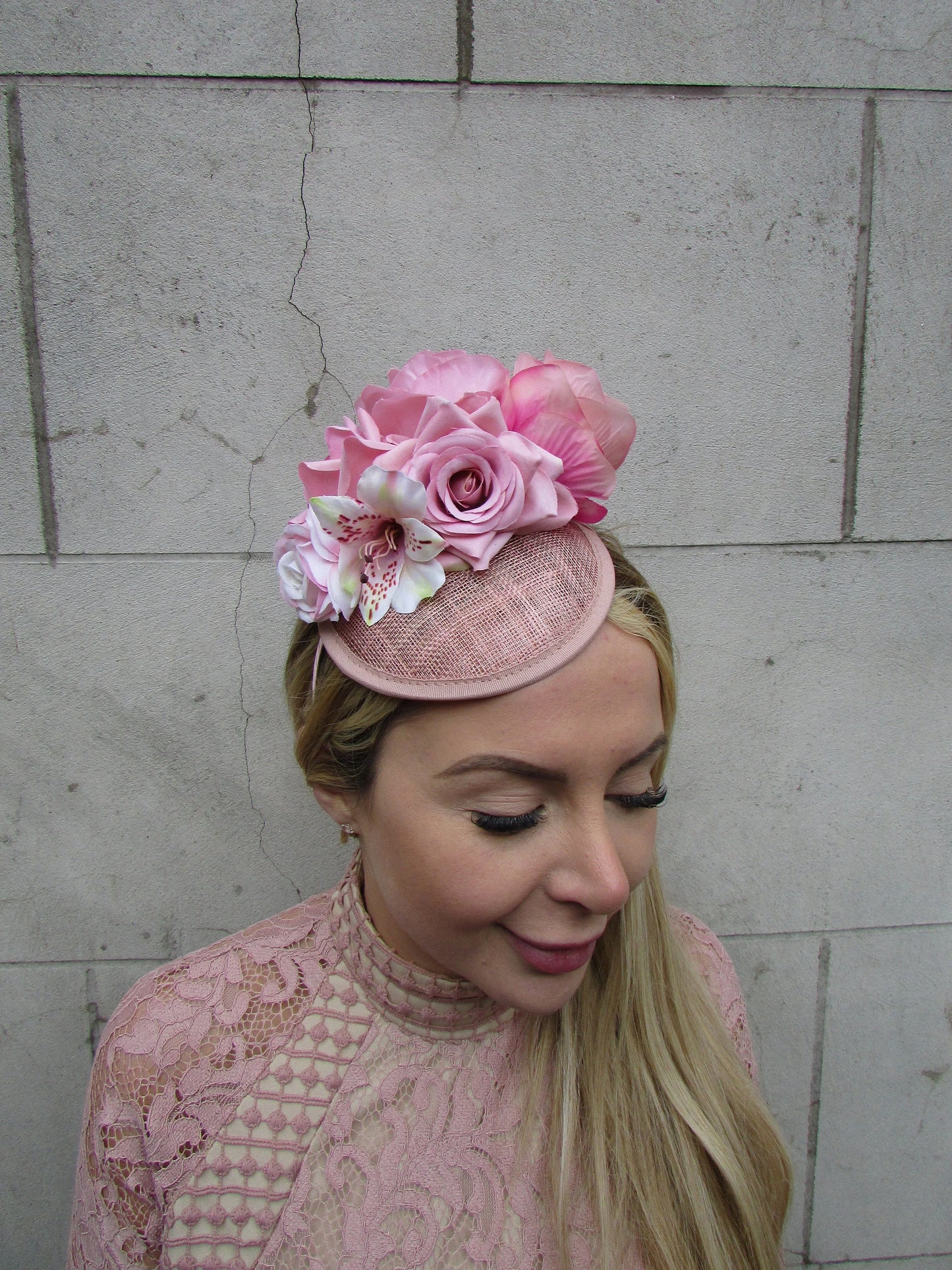 Nude Blush Pink Flower Fascinator Hat