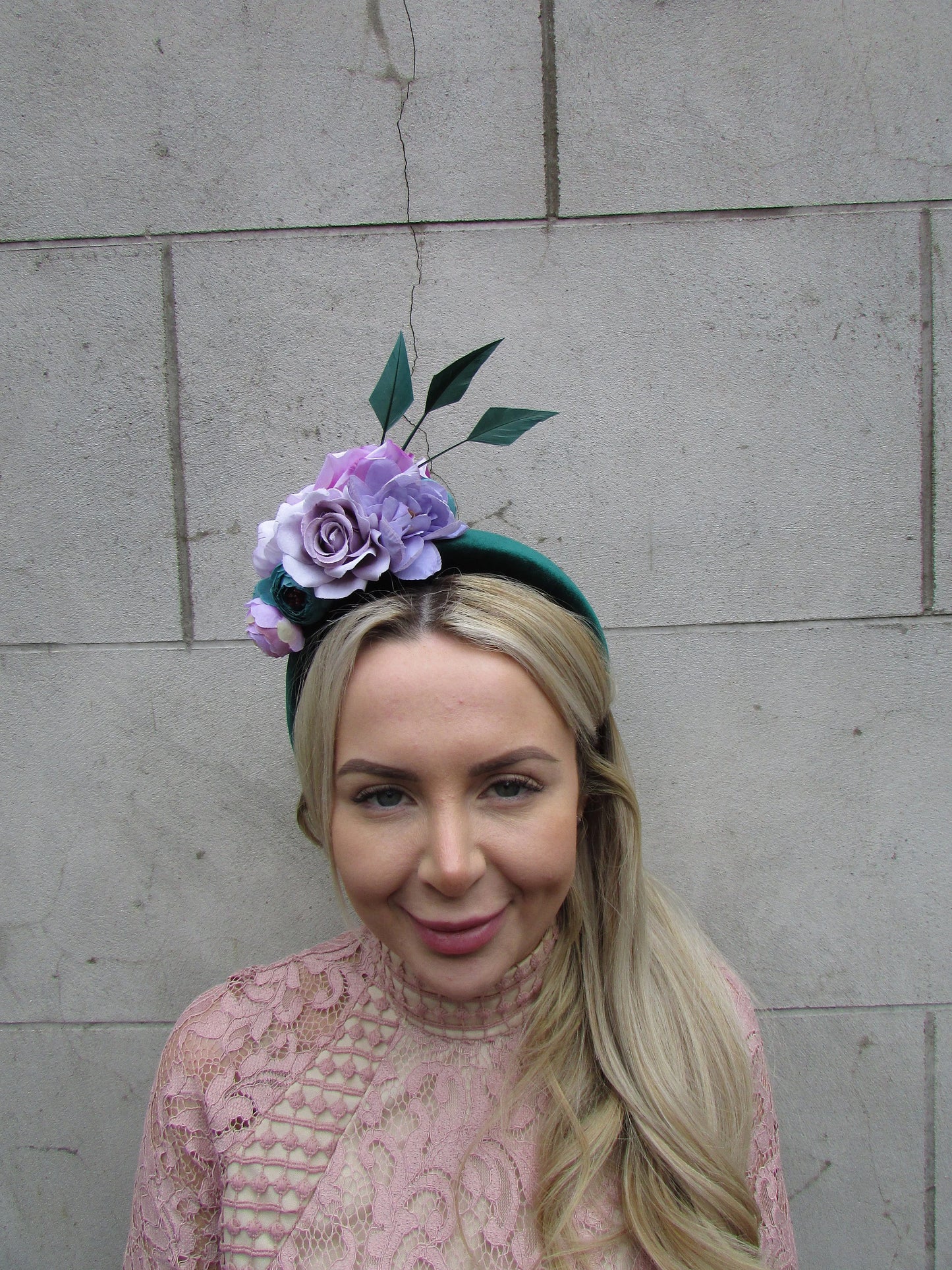 Lilac & Bottle Green Flower Fascinator