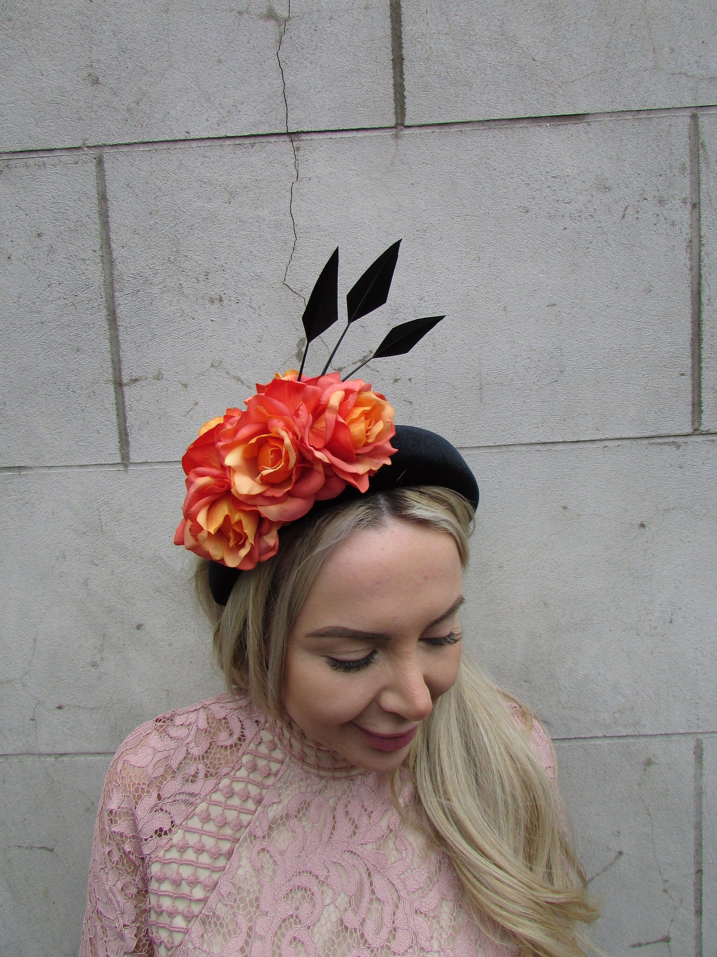 Black & Orange Statement Flower Headpiece
