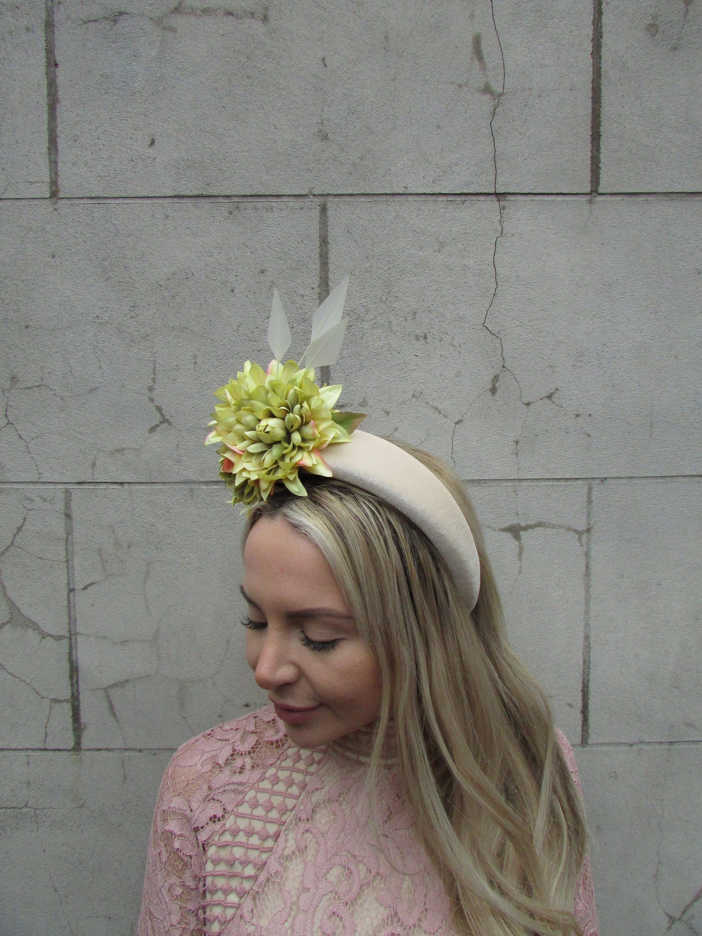 Cream & Lime Flower Headpiece