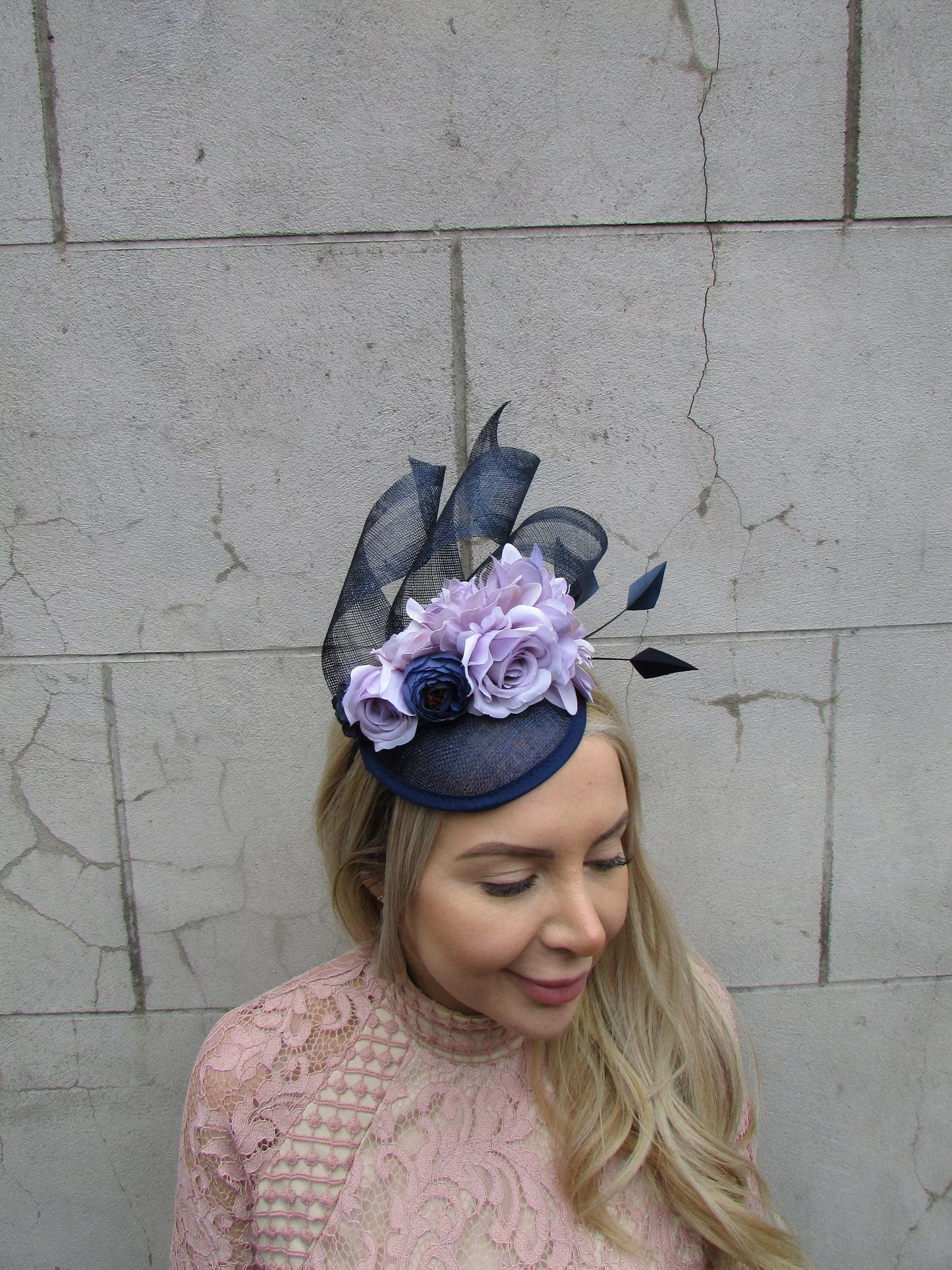 Navy & Lilac Fascinator Hat