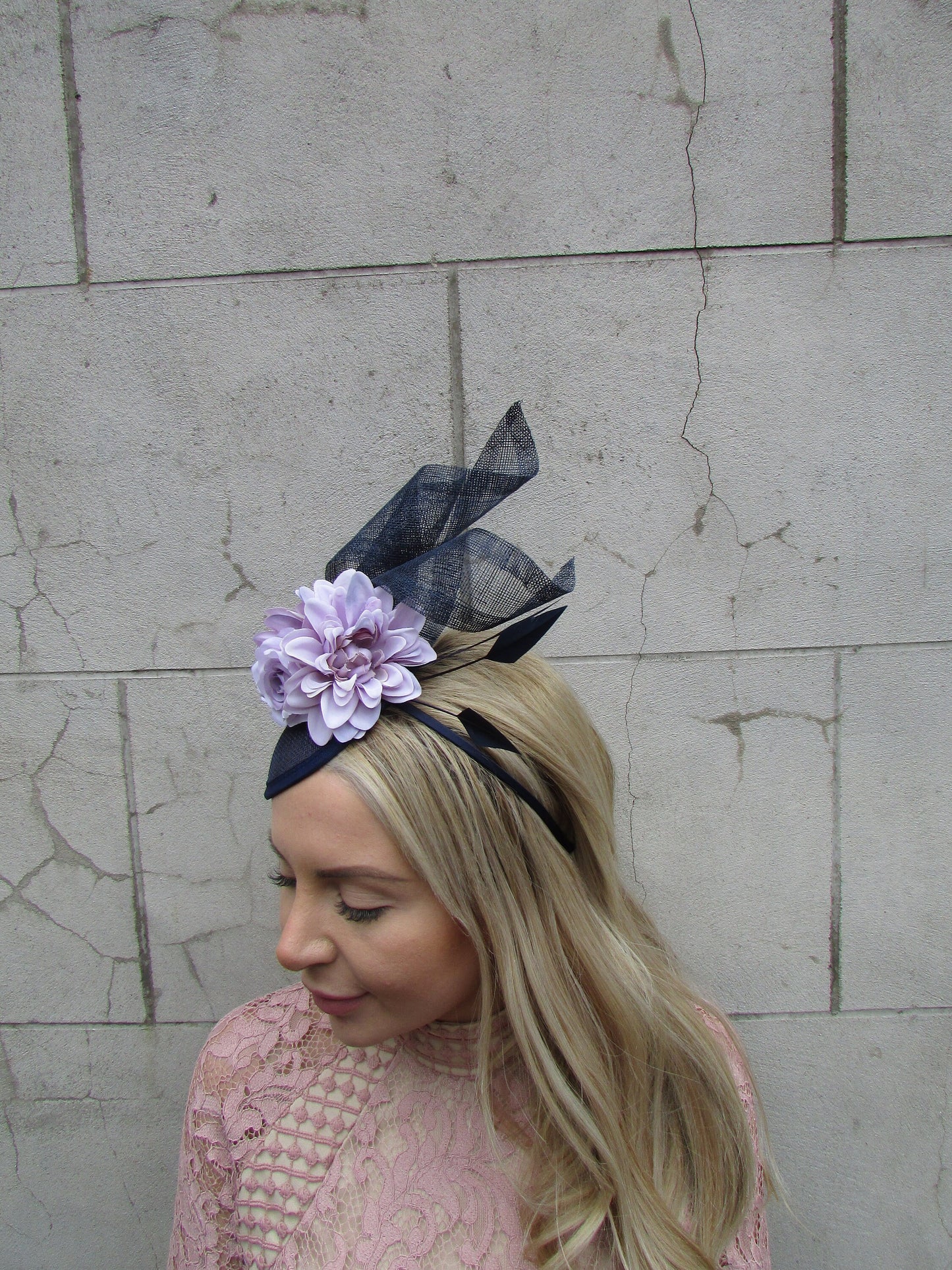 Navy & Lilac Fascinator Hat