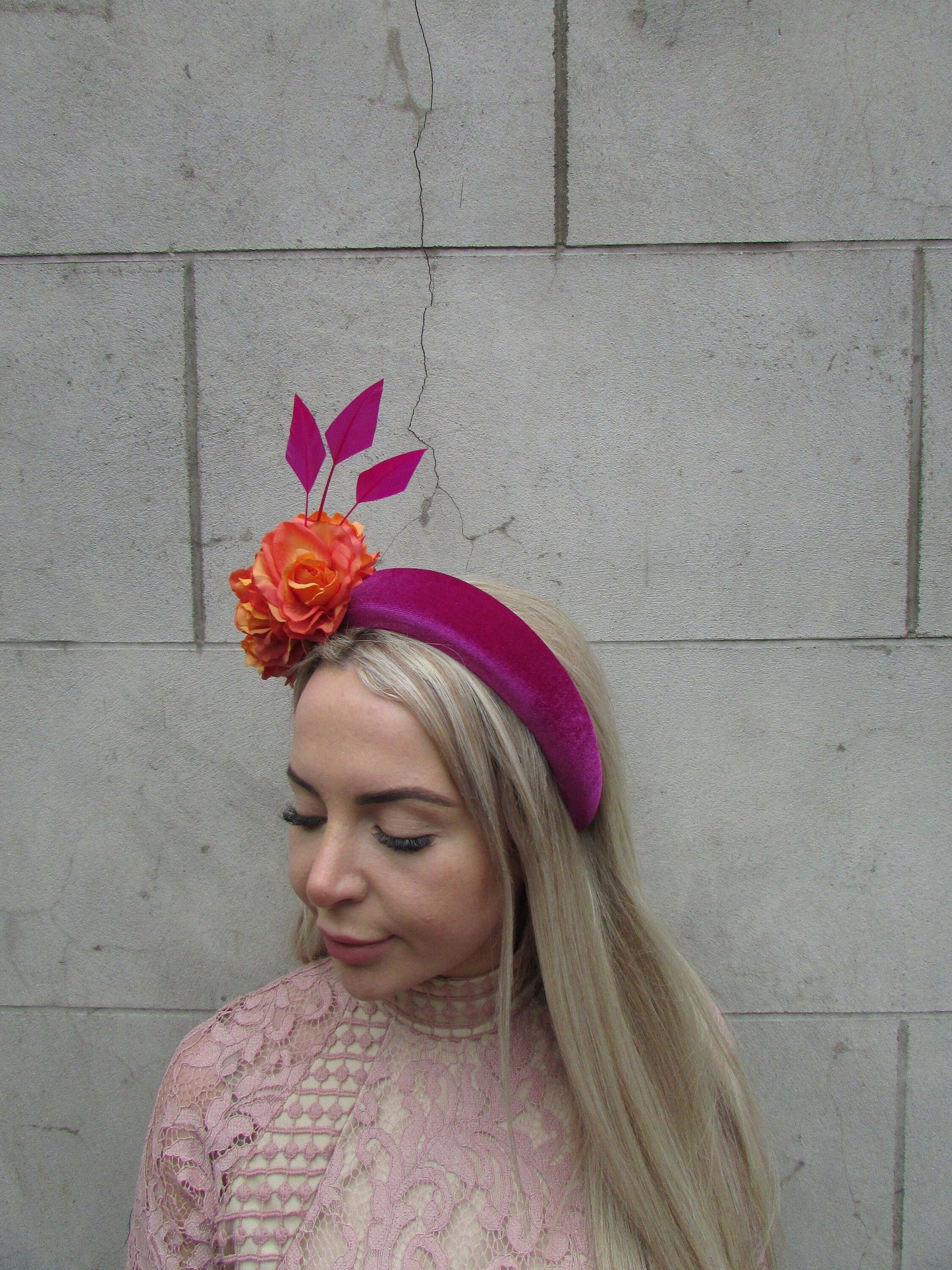 Orange & Magenta Rose Fascinator