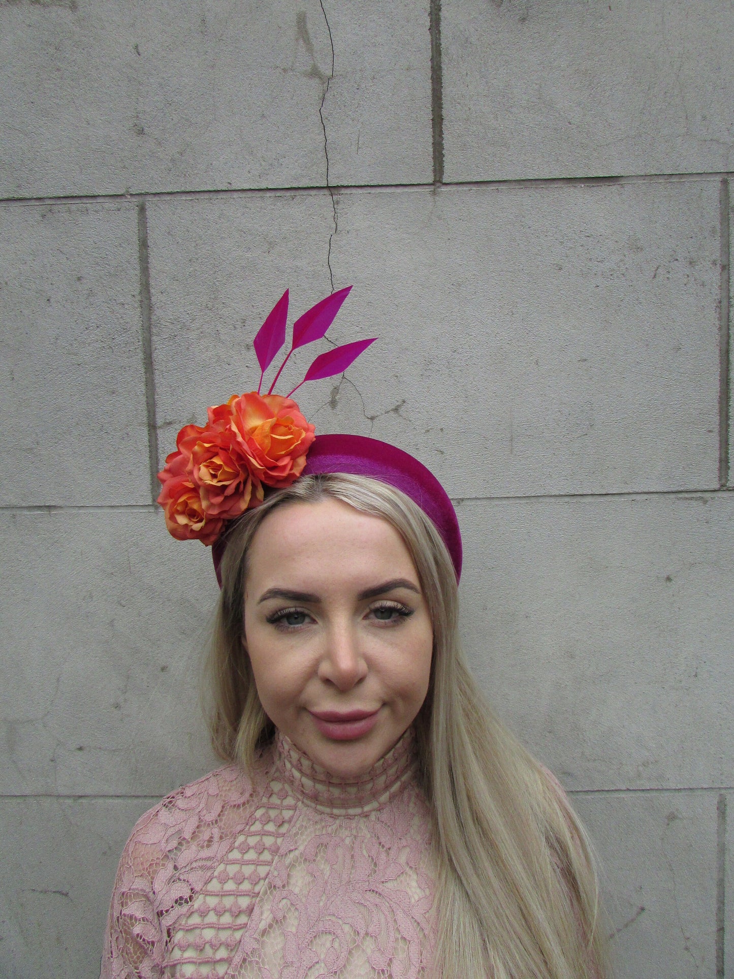 Orange & Magenta Rose Fascinator