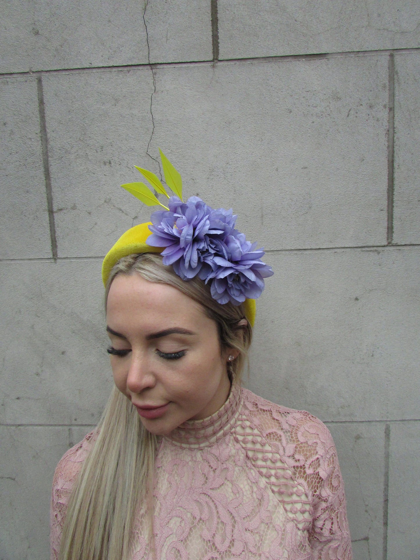Yellow & Lavender Flower Fascinator