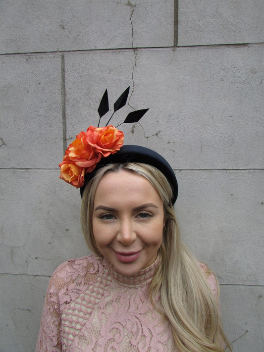 Black & Orange Statement Flower Headpiece