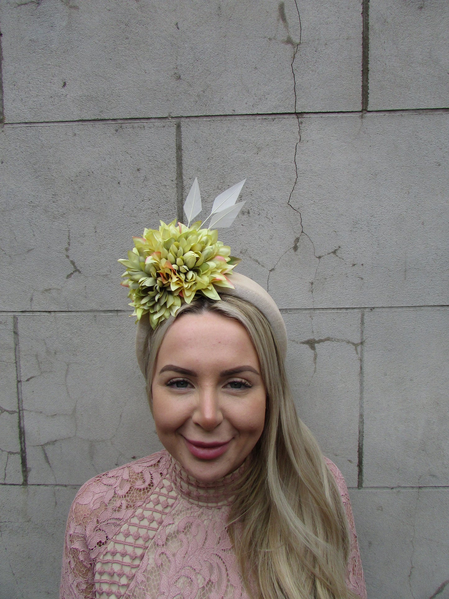 Cream & Lime Flower Headpiece