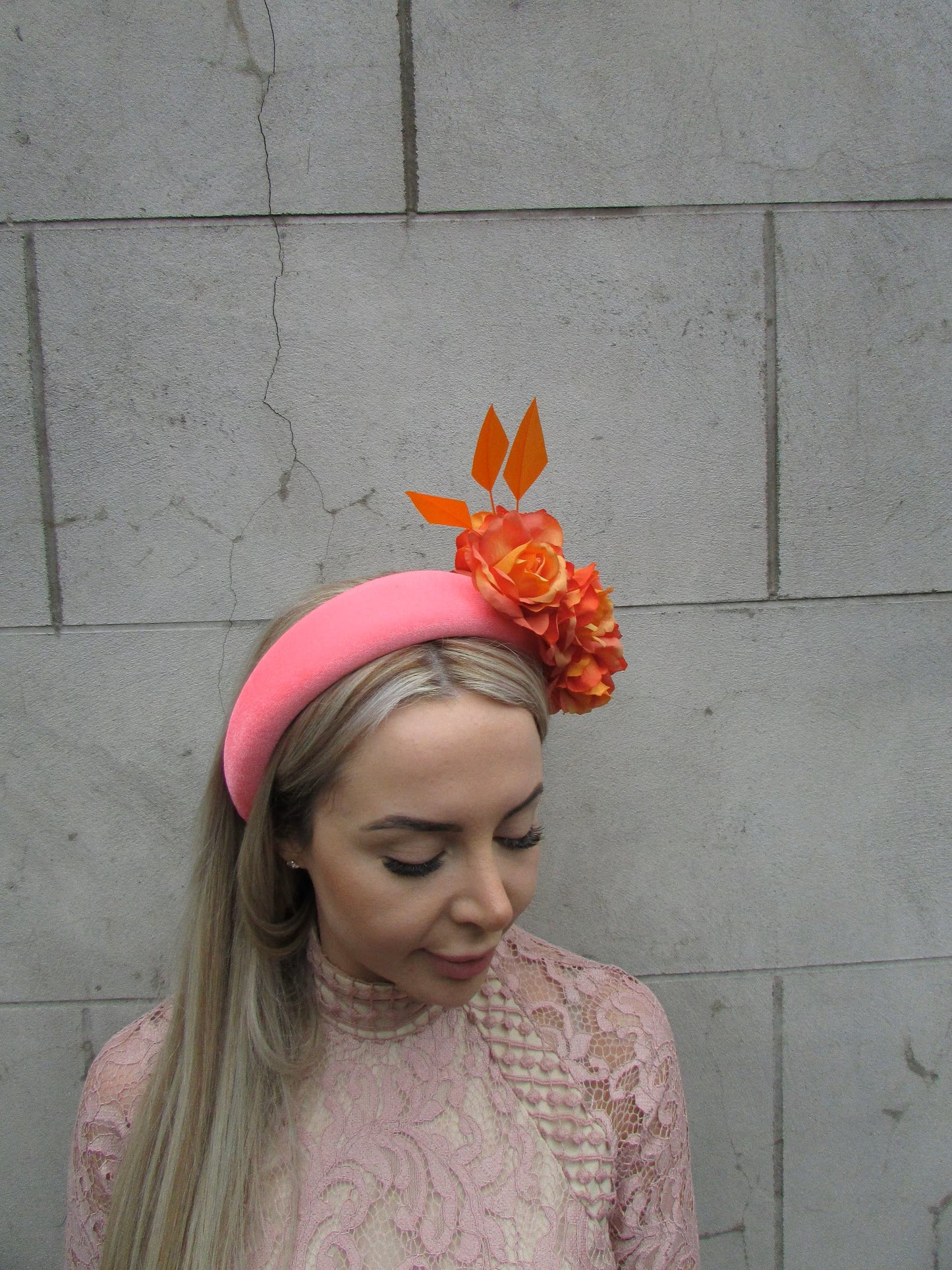 Orange & Pink Flower Fascinator