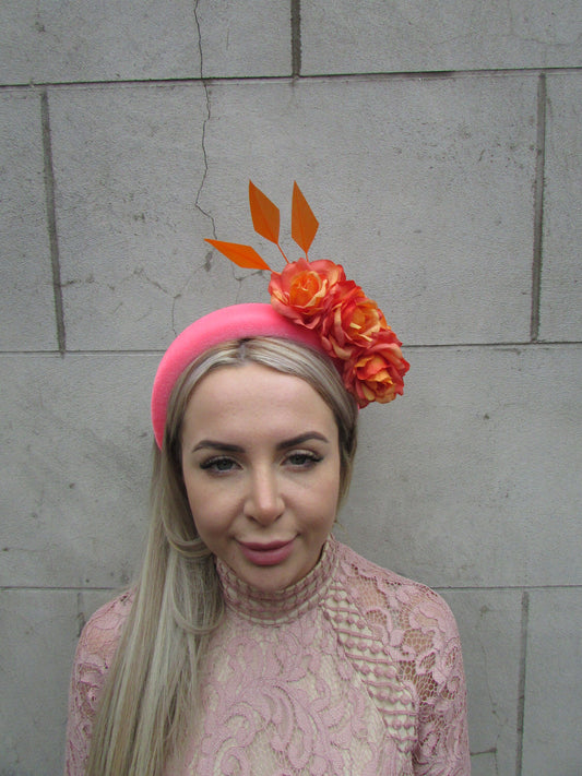 Orange & Pink Flower Fascinator