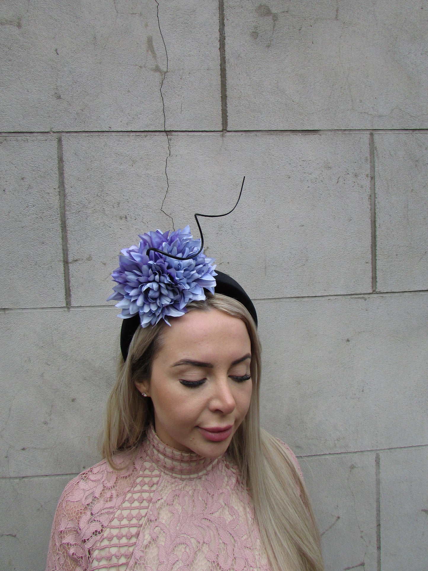 Black & Periwinkle Flower Fascinator