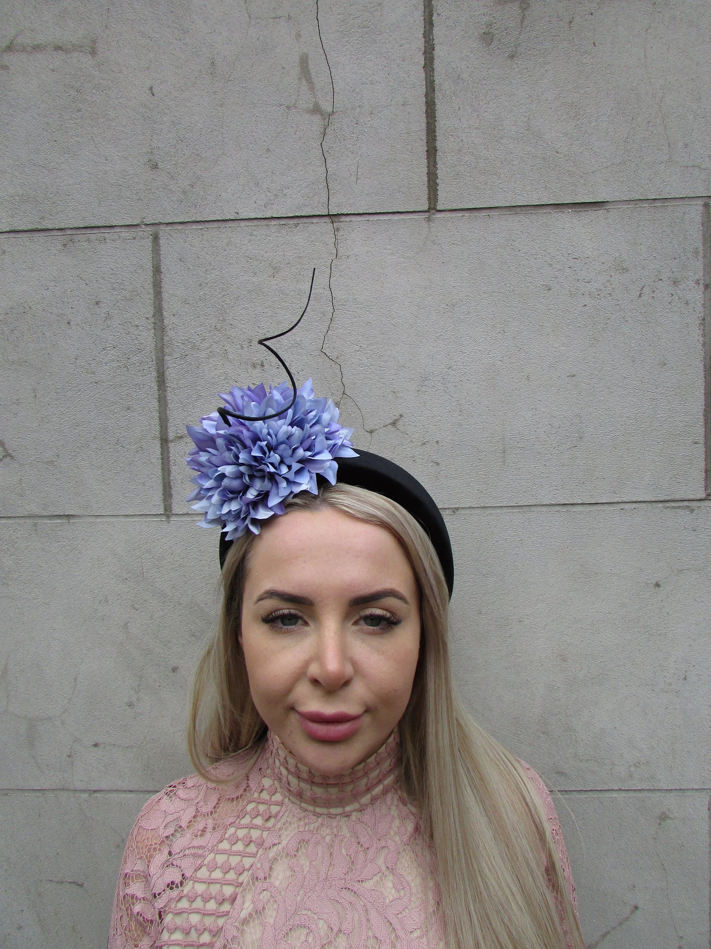 Black & Periwinkle Flower Fascinator