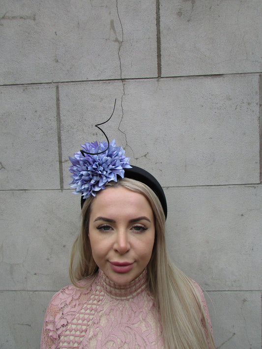 Black & Periwinkle Flower Fascinator