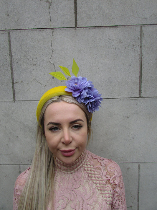Yellow & Lavender Flower Fascinator