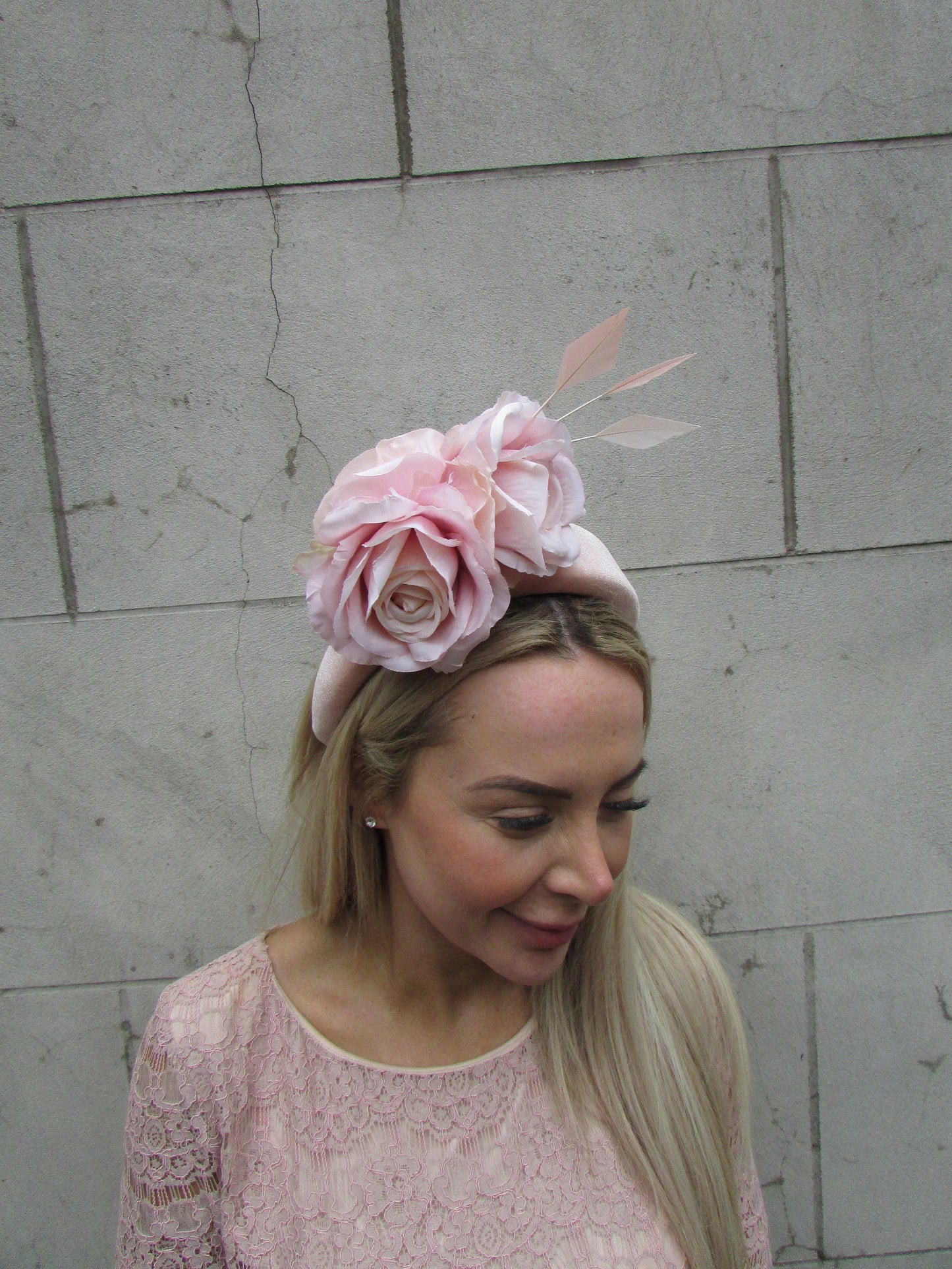 Light Blush Nude Rose Headpiece