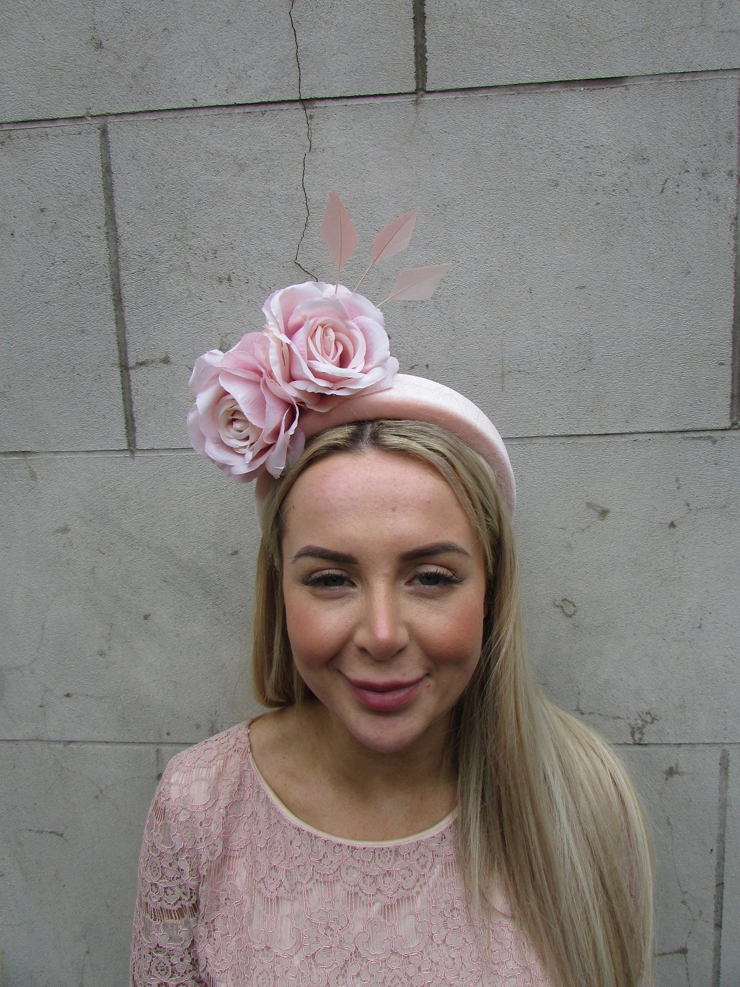 Light Blush Nude Rose Headpiece