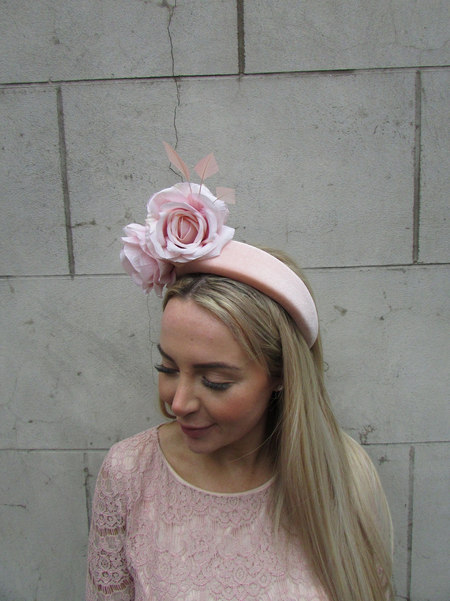 Light Blush Nude Rose Headpiece