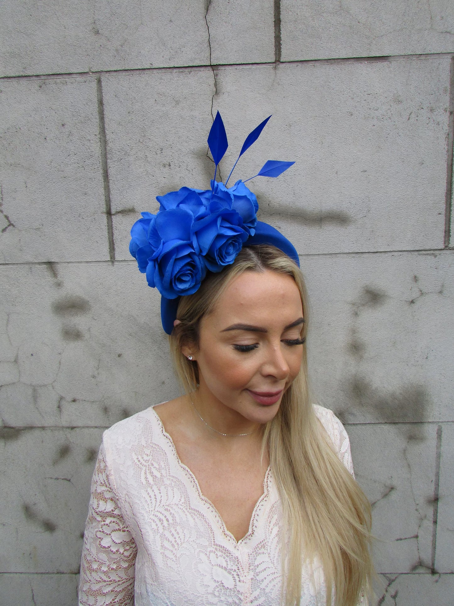 Royal Blue Rose Padded Fascinator