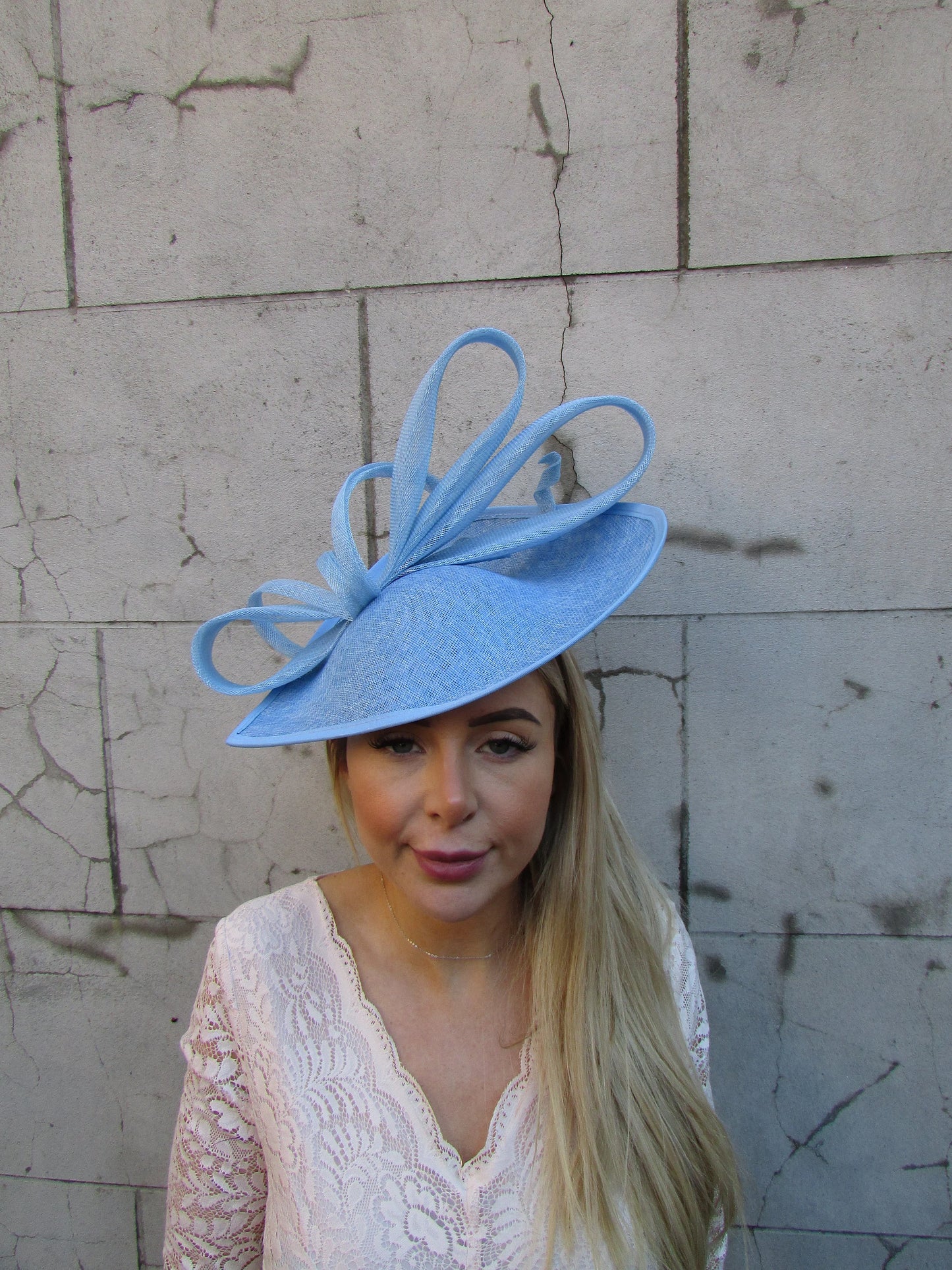 Large Light Blue Teardrop Fascinator Hat