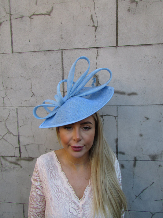 Large Light Blue Teardrop Fascinator Hat