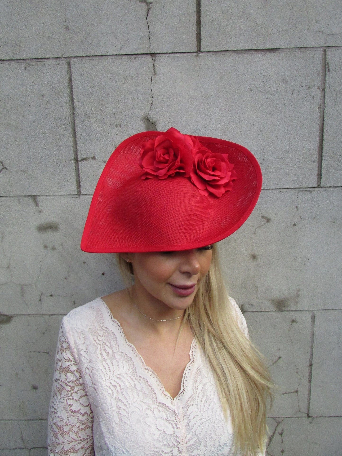 Large Dramatic Red Rose Flower Teardrop