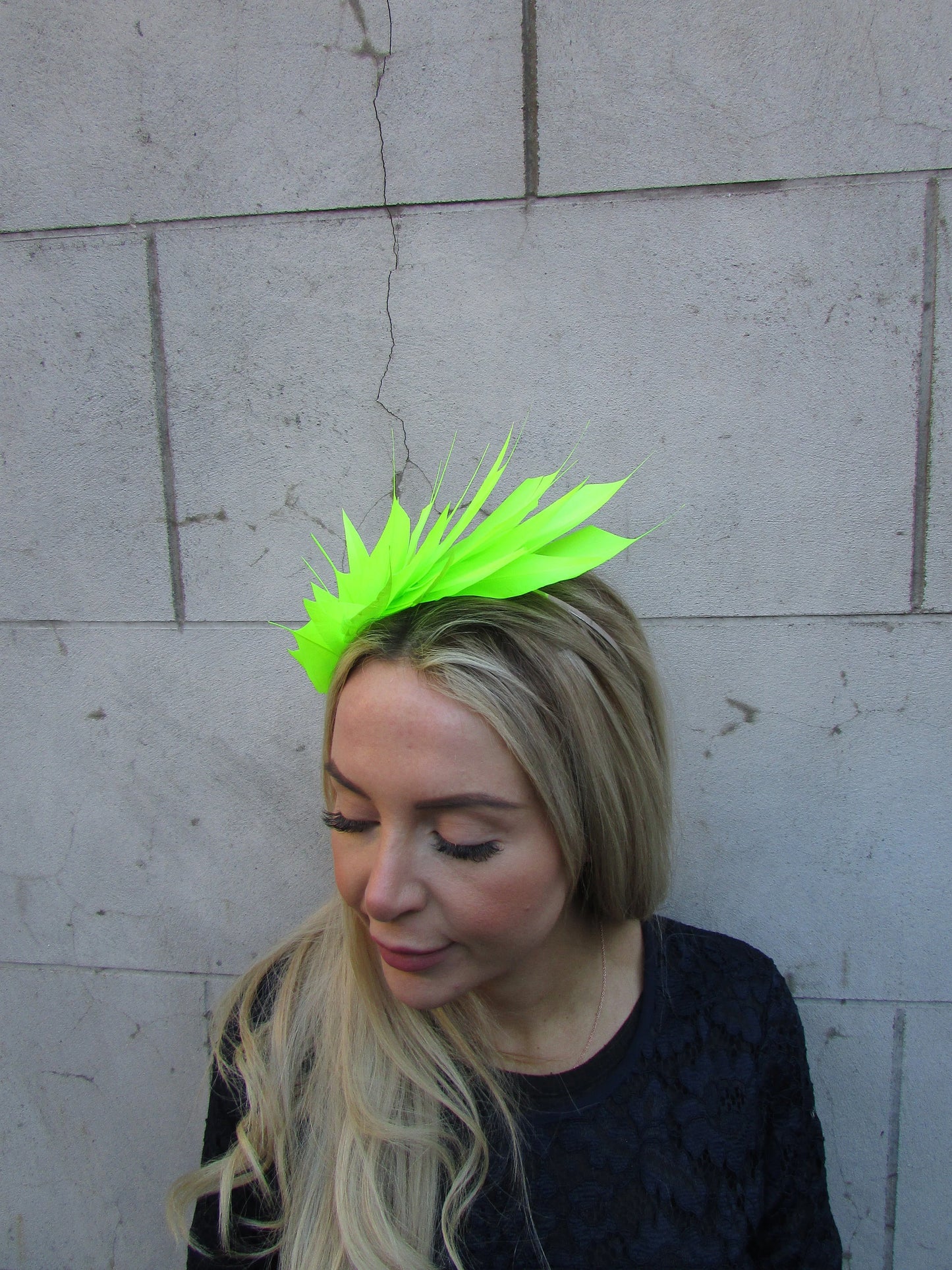 Neon Lime Green Feather Fascinator u12511