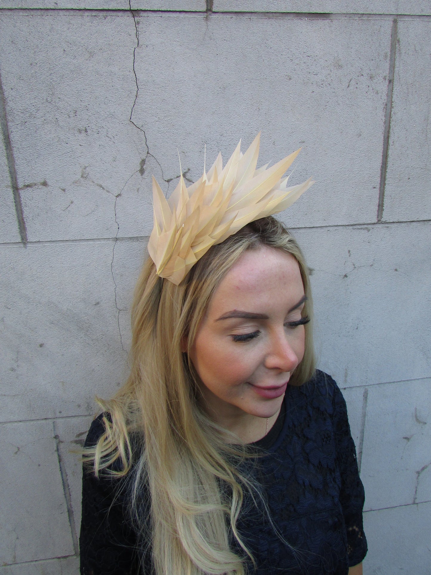 Beige Feather Fascinator