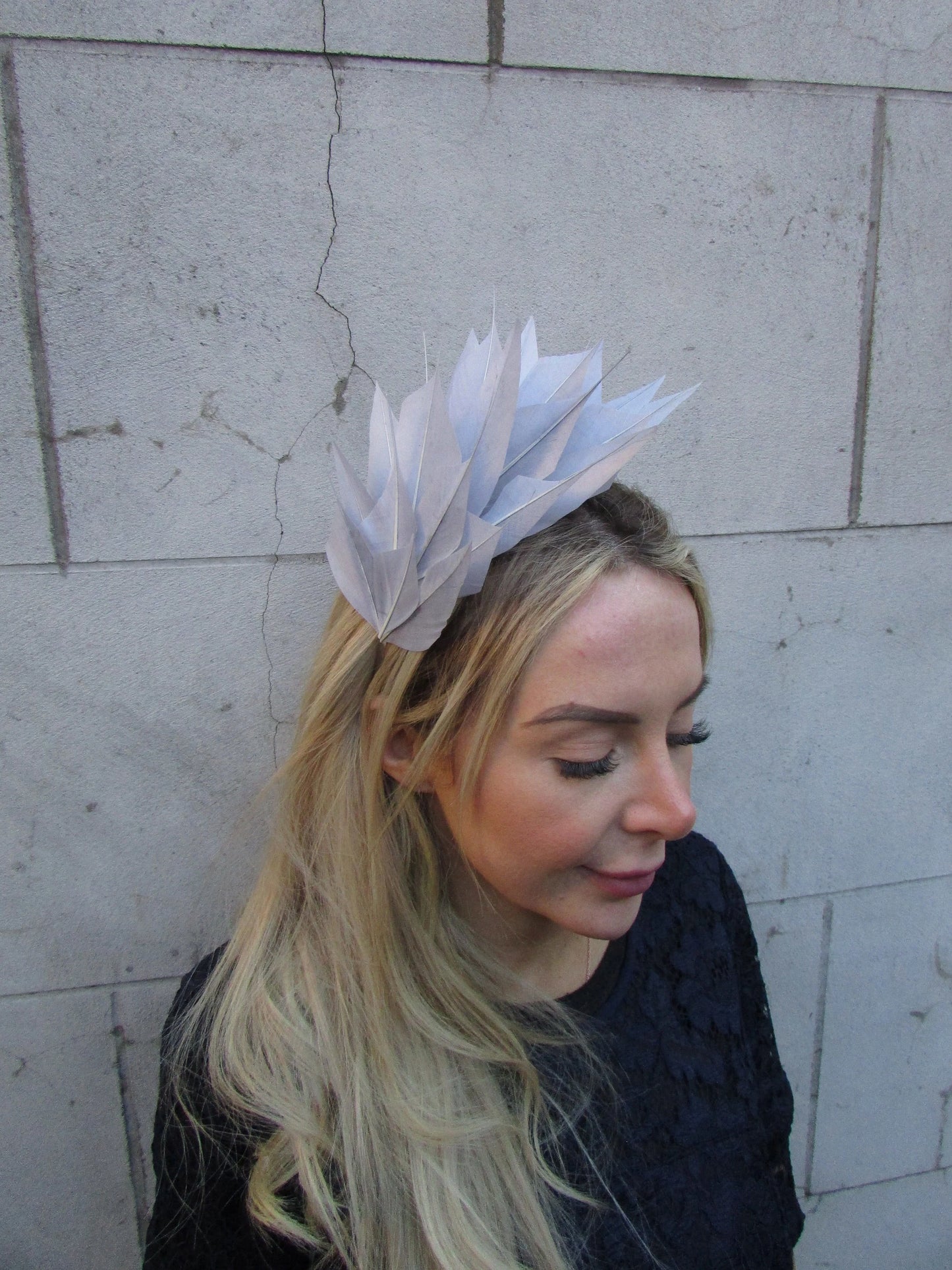 Light Grey Feather Fascinator u12511