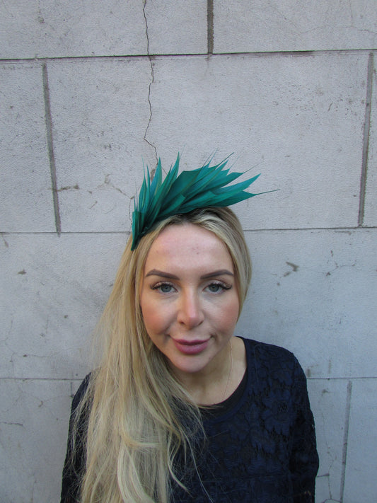 Jade Green Feather Fascinator