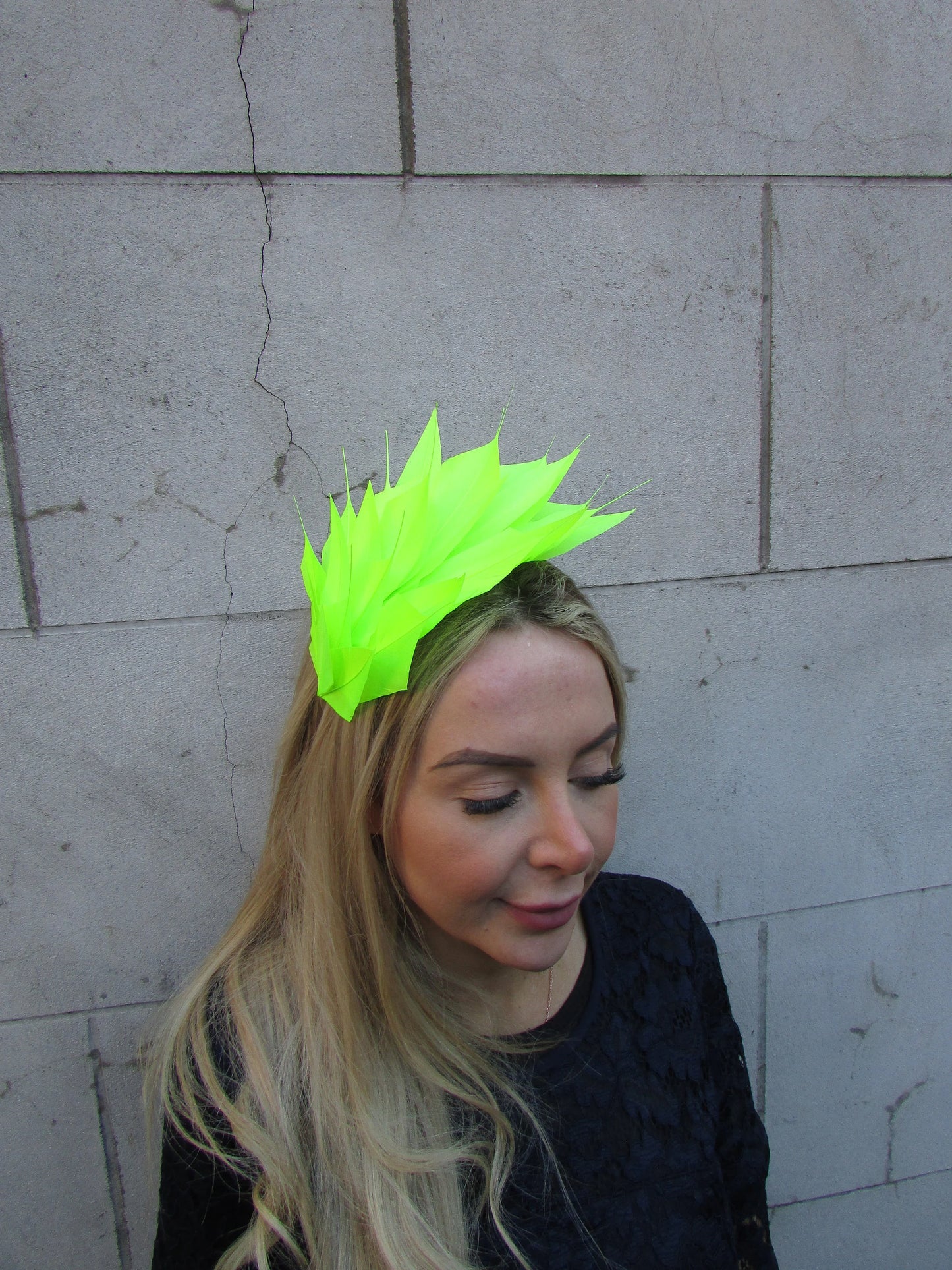 Neon Lime Green Feather Fascinator u12511
