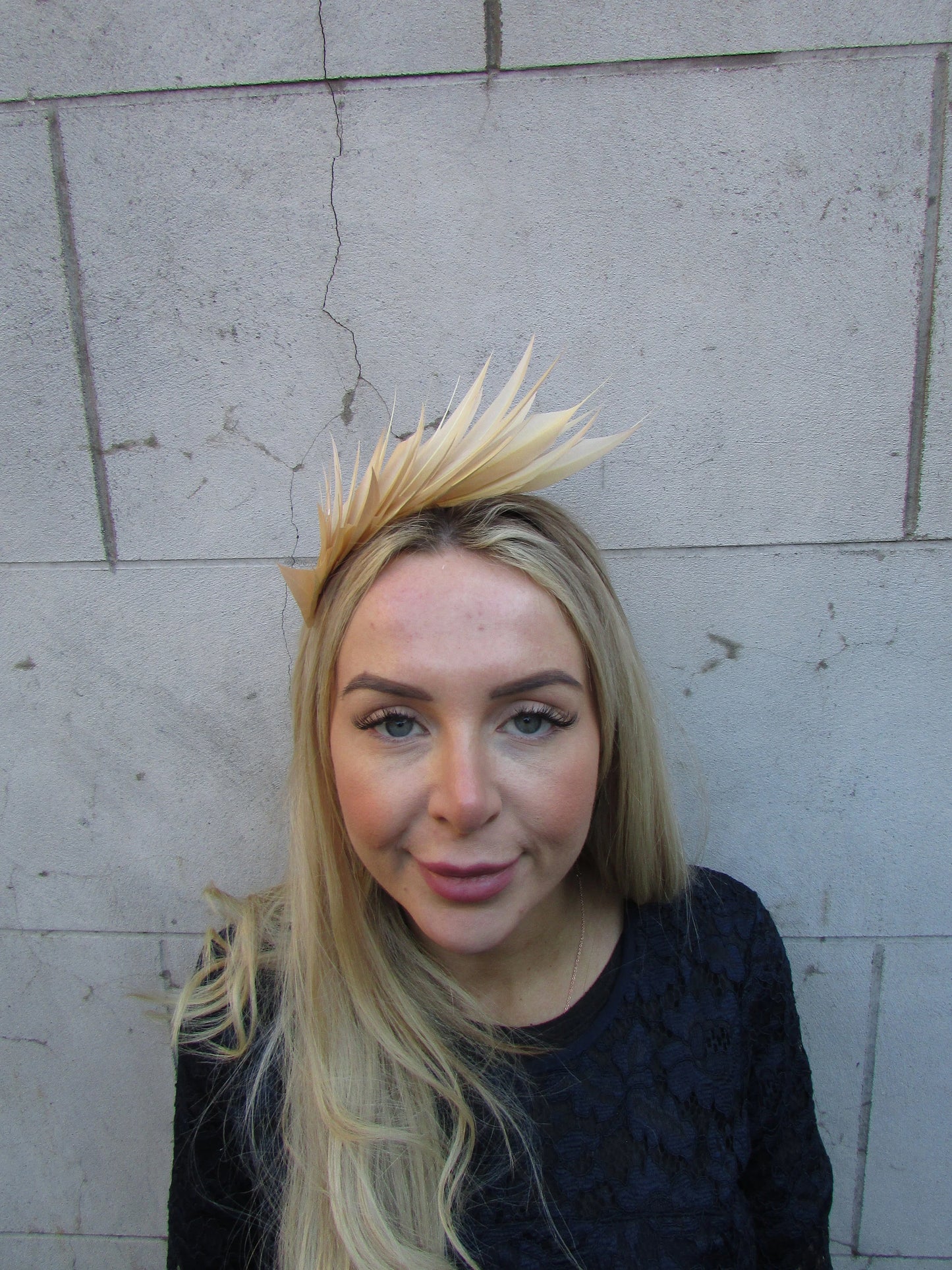 Beige Feather Fascinator