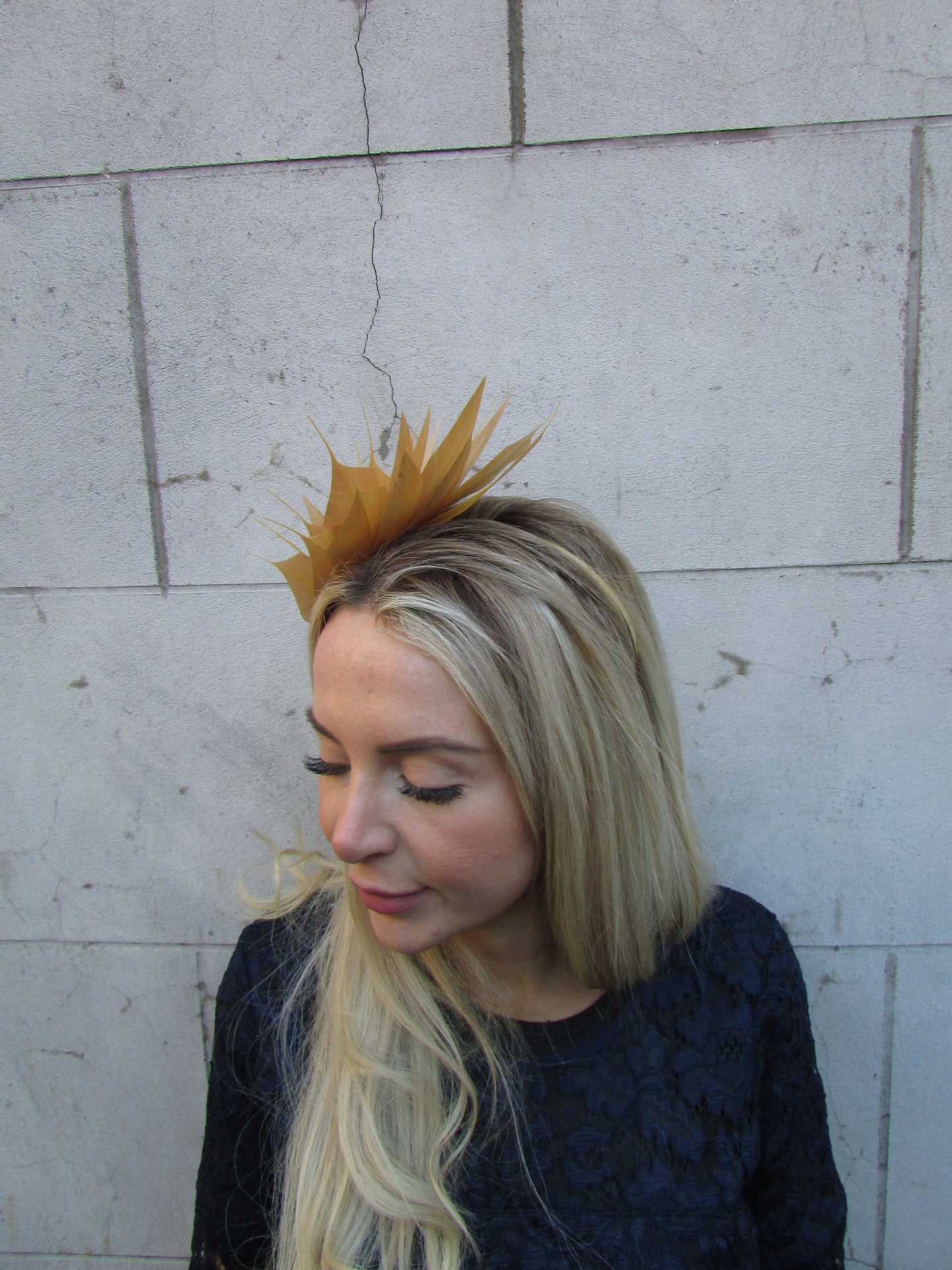 Gold Feather Fascinator